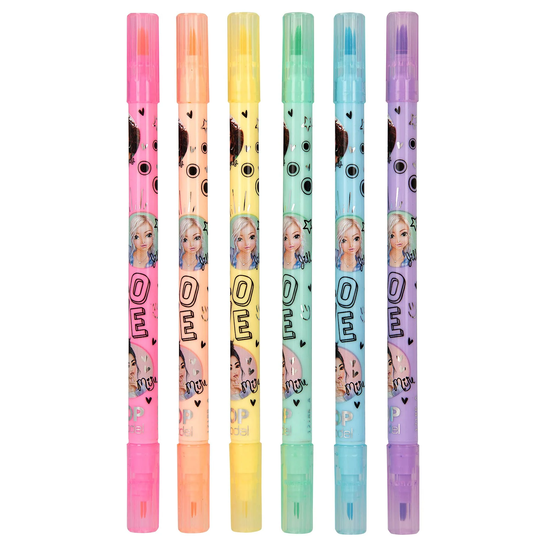 Depesche 12188 TOPModel - Stifte Set für Kinder, mit 6 Filzstiften in Pastellfarben, Doppelfaserstifte im Etui mit Pinsel- und Finelinerspitze - Image 4