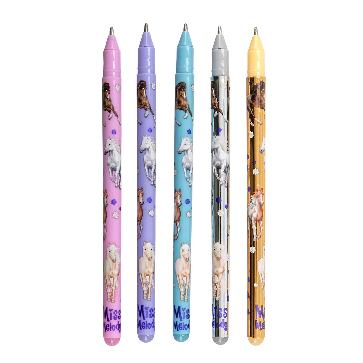 Depesche 13364 Miss Melody - Glitter Gelstifte Set im transparenten Täschchen, mit Druckknopf-Verschluss, 5 Stifte in Glitzerfarben zum Schreiben und Verzieren - Image 2