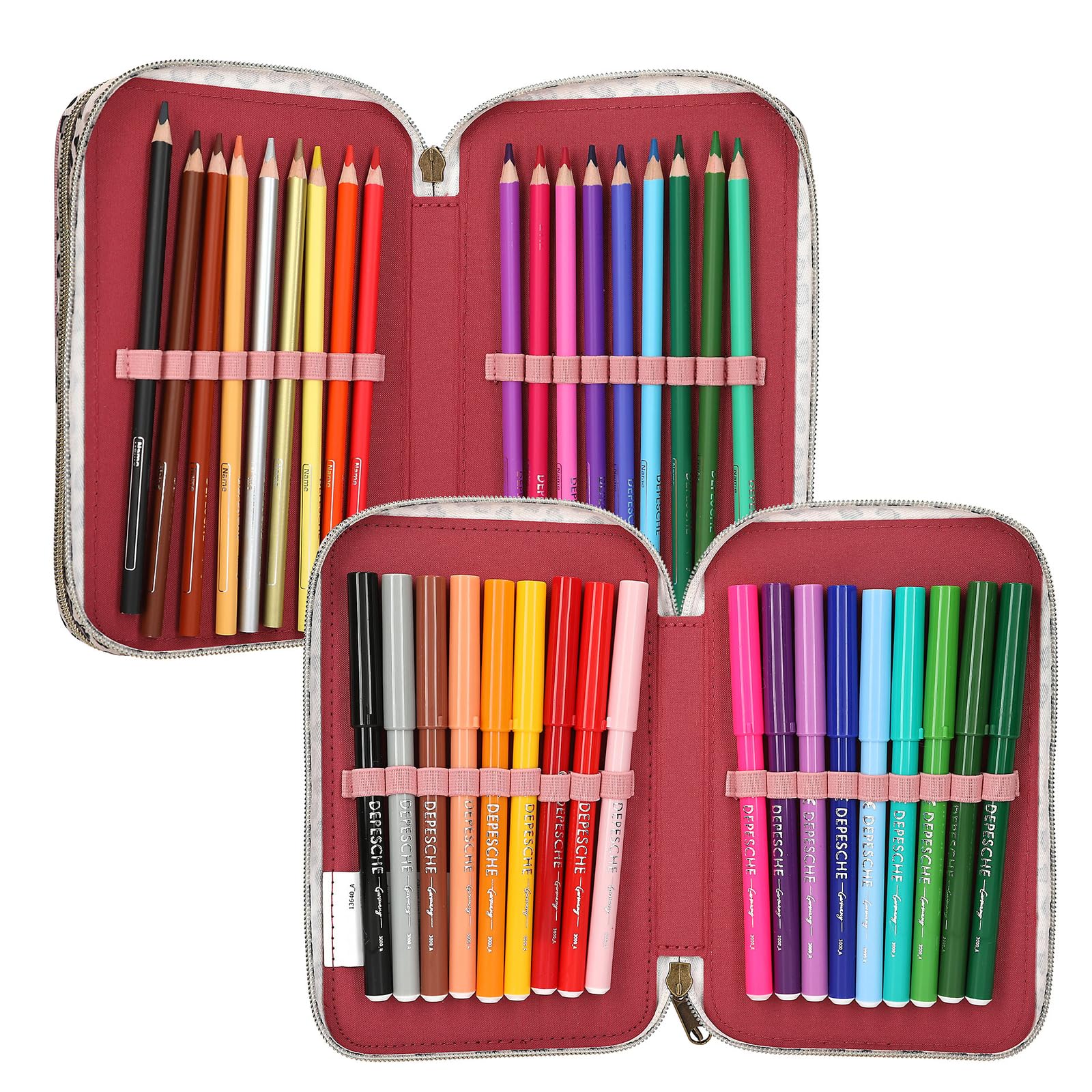 Depesche 13640 TOPModel Leoheart - Gefüllte 3-Fach Federtasche in Rosa, mit Model Motiv und Schleifen, Federmappe mit Buntstiften, Schere, Lineal UVM. - Image 3