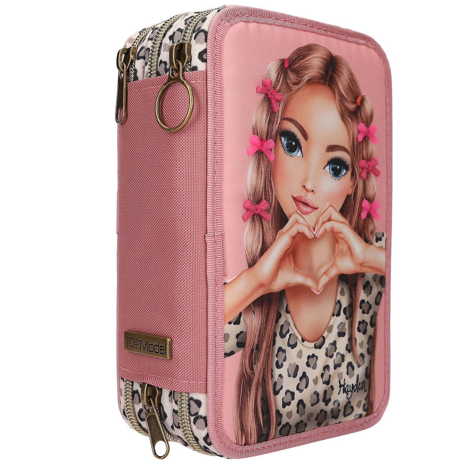 Depesche 13640 TOPModel Leoheart - Gefüllte 3-Fach Federtasche in Rosa, mit Model Motiv und Schleifen, Federmappe mit Buntstiften, Schere, Lineal UVM. - Image 6