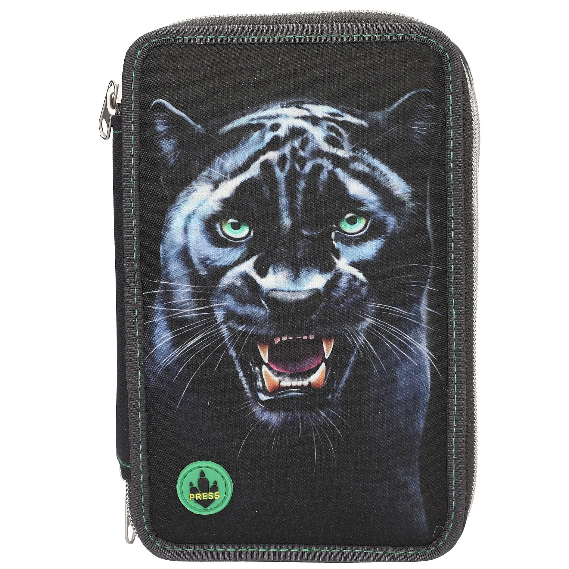 Depesche 13709 Adventure World Panther - Gefüllte 3-Fach Federtasche in Schwarz, mit Panther Motiv und LED Lichteffekten, Federmappe mit Buntstiften, Schere, Lineal UVM. - Image 7