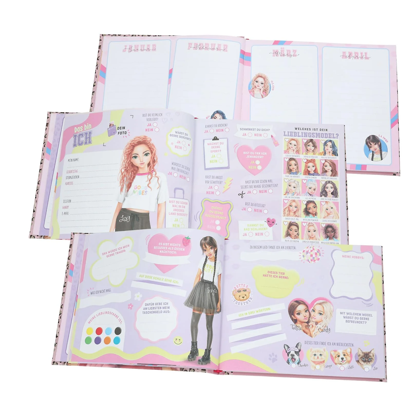 Depesche 13936 TOPModel Leoheart - Freundebuch in Rosa, mit Model Motiv und Leo-Muster, Freundschaftsbuch mit 108 Seiten zum Eintragen und Verzieren - Image 2
