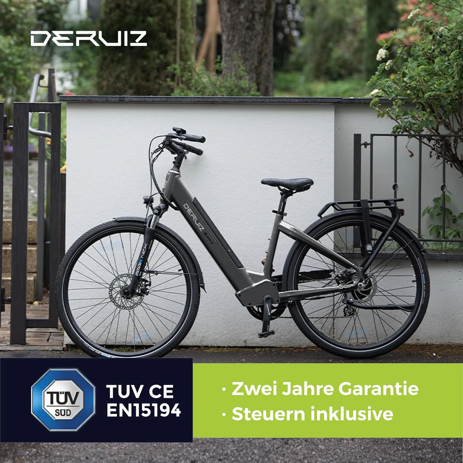 DERUIZ E-Bike 28 Zoll E Bike Damen Elektrofahrrad Herren Pedelec Citybike, 250W/48V/13,4AH 40N.m BAFANG Motor, Trekking Ebike Cityrad für Damen, 25km/h, QUARTZ Grey - Image 5