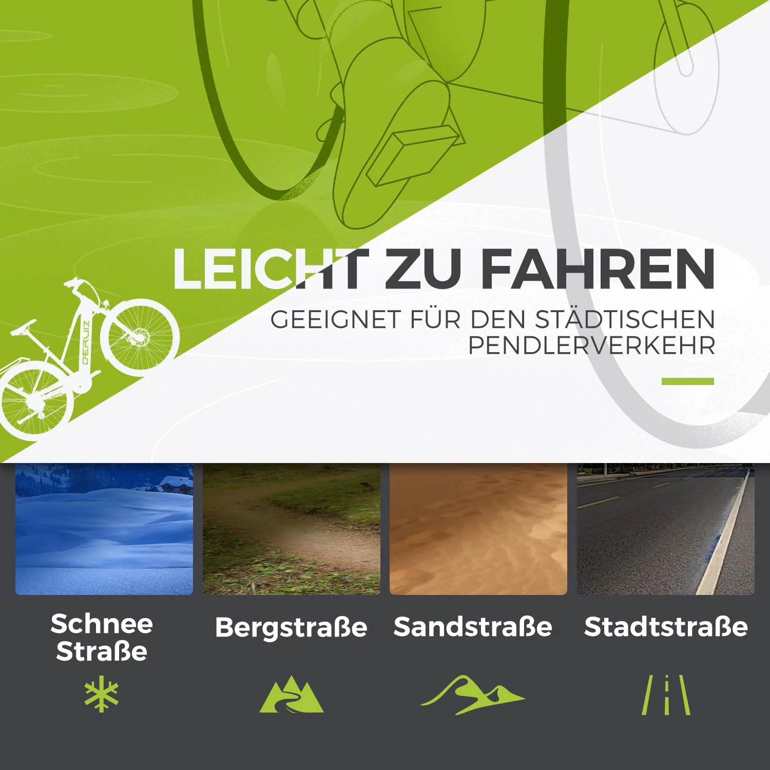 DERUIZ E-Bike 28 Zoll Quartz M – City E-Bike für Damen & Herren, 250W 48V 483Wh, 55 Nm Motor, bis 25 km/h, Reichweite bis 121 km, Trekking Elektrofahrrad in Metallic Grey - Image 3