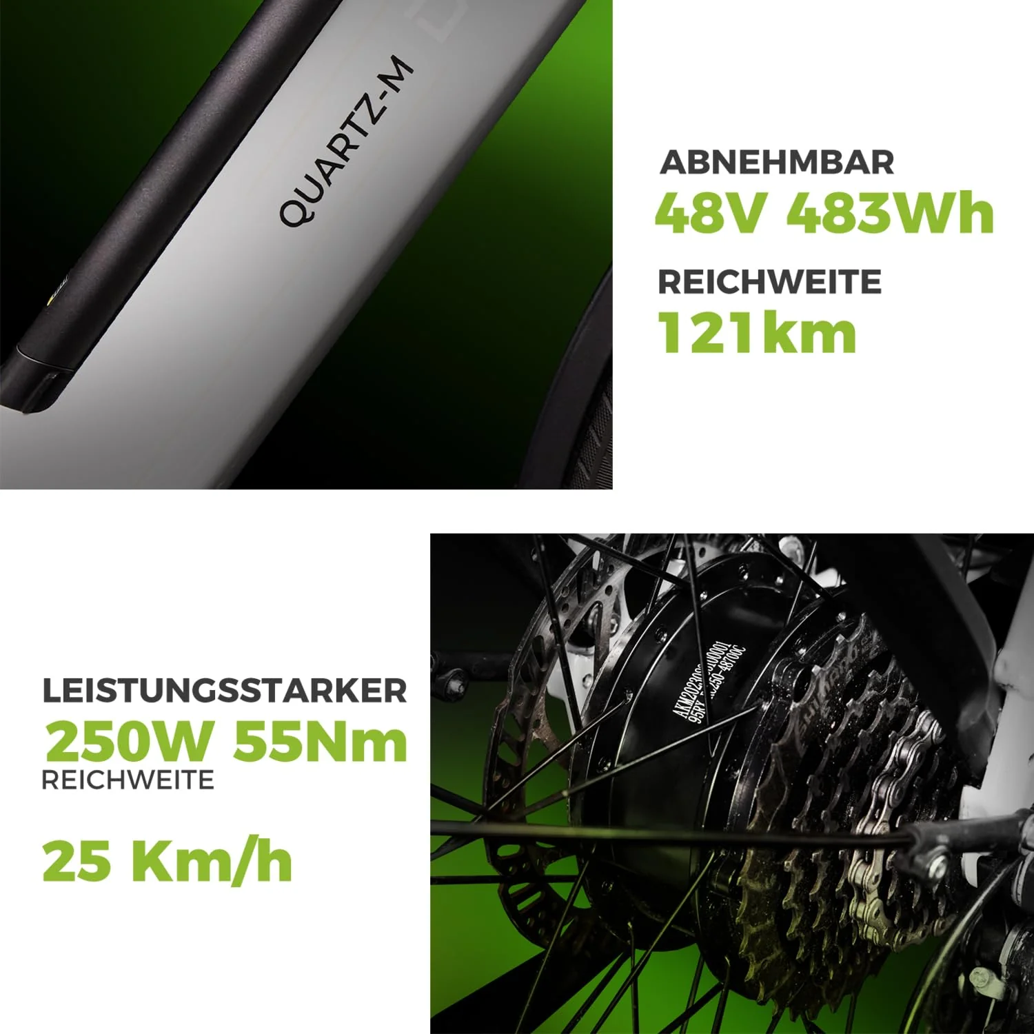 DERUIZ E-Bike 28 Zoll Quartz M – City E-Bike für Damen & Herren, 250W 48V 483Wh, 55 Nm Motor, bis 25 km/h, Reichweite bis 121 km, Trekking Elektrofahrrad in Metallic Grey - Image 9