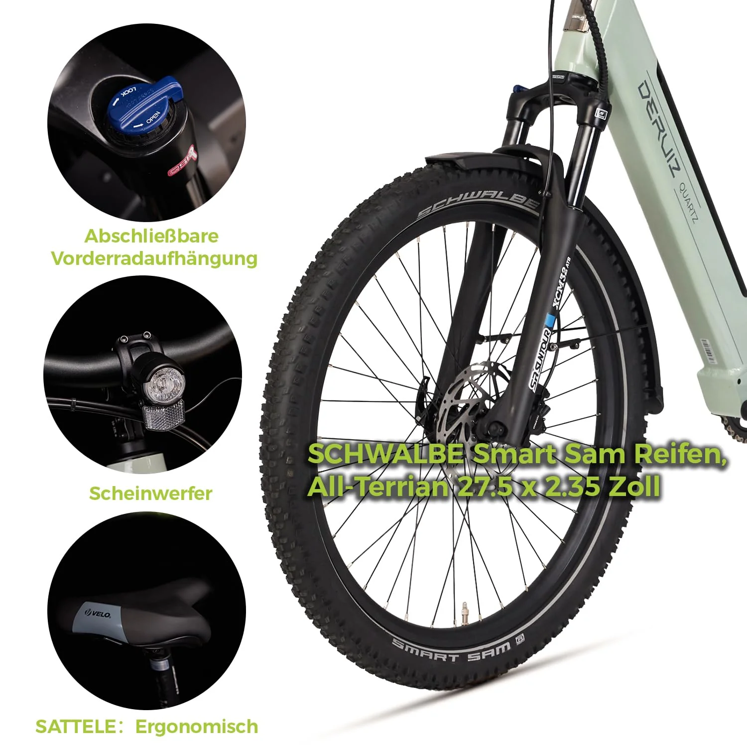 DERUIZ Quartz SUV E-Bike 27,5 Zoll E-Mountainbike mit 644Wh Akku, 250W 55Nm Motor, Hydraulische Bremsen, 8-Gang-Kettenschaltung, RH 46 cm Offroad & City Elektrofahrrad für Damen und Herren, Max 150km - Image 6