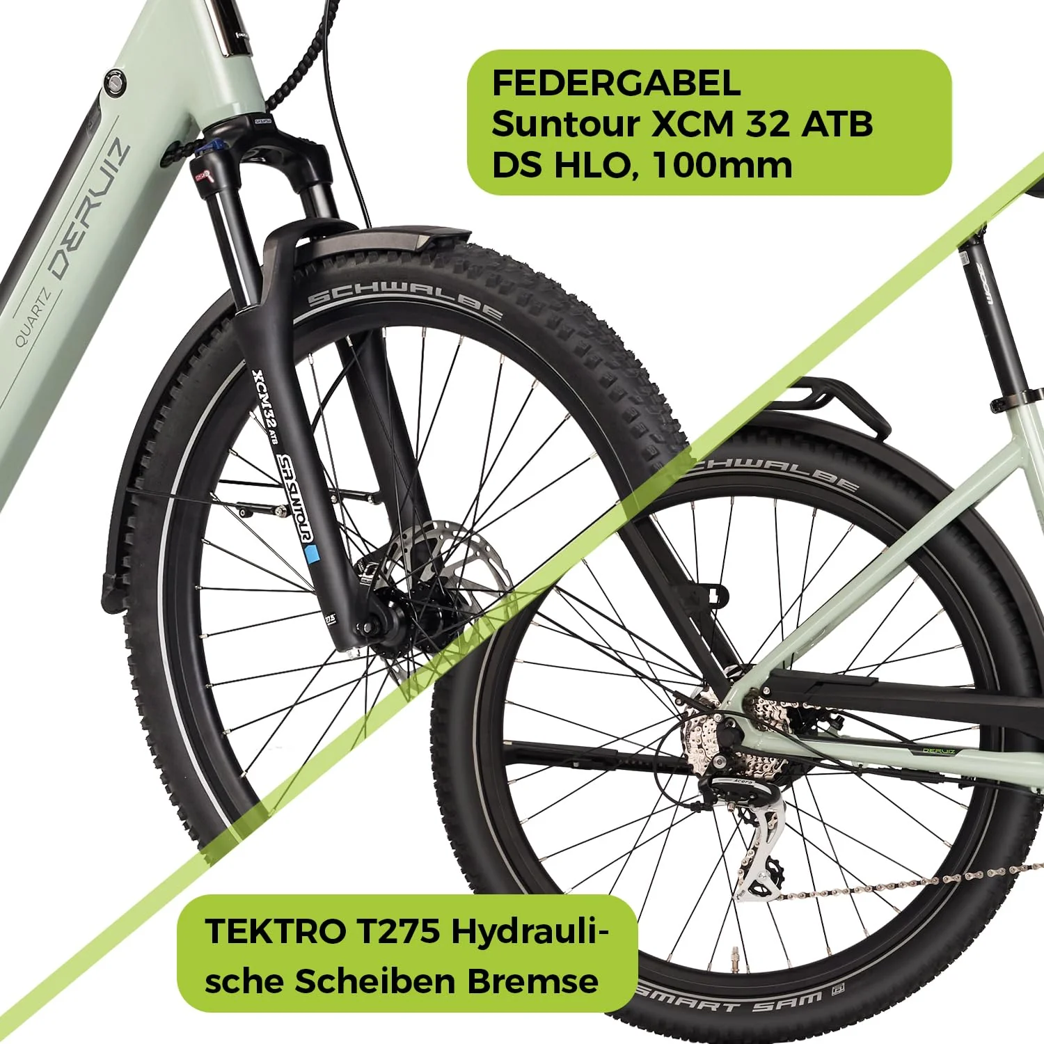 DERUIZ Quartz SUV E-Bike 27,5 Zoll E-Mountainbike mit 644Wh Akku, 250W 55Nm Motor, Hydraulische Bremsen, 8-Gang-Kettenschaltung, RH 46 cm Offroad & City Elektrofahrrad für Damen und Herren, Max 150km - Image 7