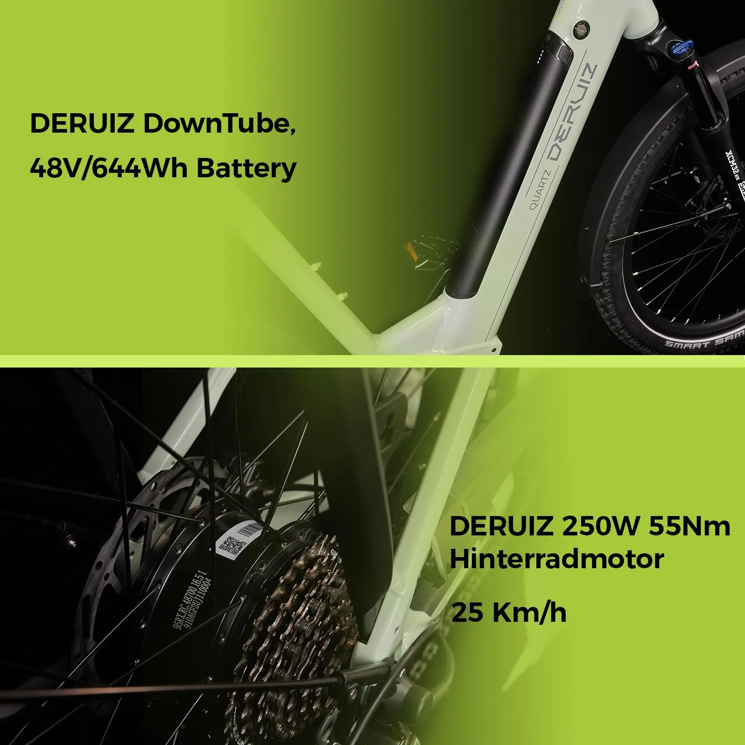 DERUIZ Quartz SUV E-Bike 27,5 Zoll E-Mountainbike mit 644Wh Akku, 250W 55Nm Motor, Hydraulische Bremsen, 8-Gang-Kettenschaltung, RH 46 cm Offroad & City Elektrofahrrad für Damen und Herren, Max 150km - Image 8
