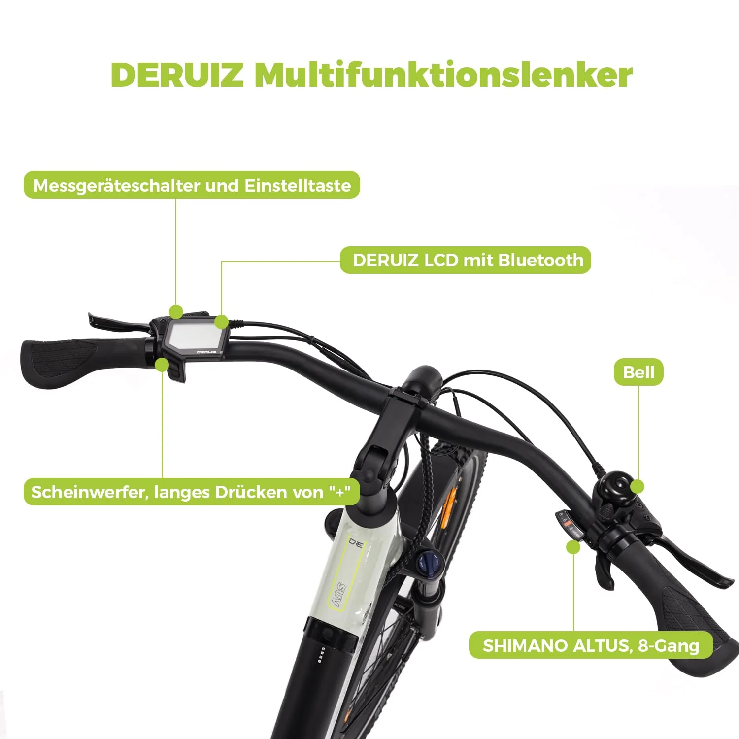 DERUIZ Quartz SUV E-Bike 27,5 Zoll E-Mountainbike mit 644Wh Akku, 250W 55Nm Motor, Hydraulische Bremsen, 8-Gang-Kettenschaltung, RH 46 cm Offroad & City Elektrofahrrad für Damen und Herren, Max 150km - Image 9