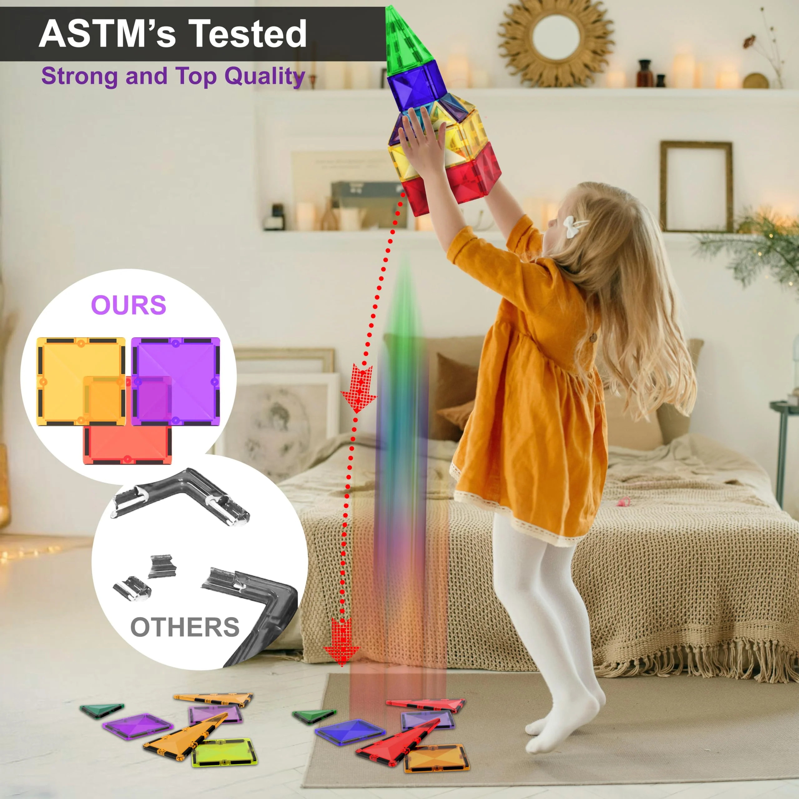Desire Deluxe Magnetische Bausteine Magnet Montessori Spielzeug für Kinder, Magnetbausteine für Jungen und Mädchen, 3 4 5 6 7 8 Jahre alt, 57pc Set - Image 4