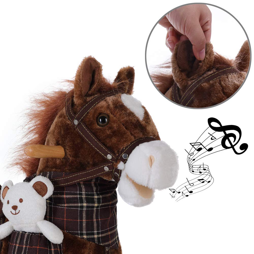 DEUBA® Schaukelpferd Sound Effekte mit Sattel Zaumzeug Steigbügel Schaukeltier Plüsch Schaukel Wippe Pferd Kinder Baby Spielzeug - Image 7