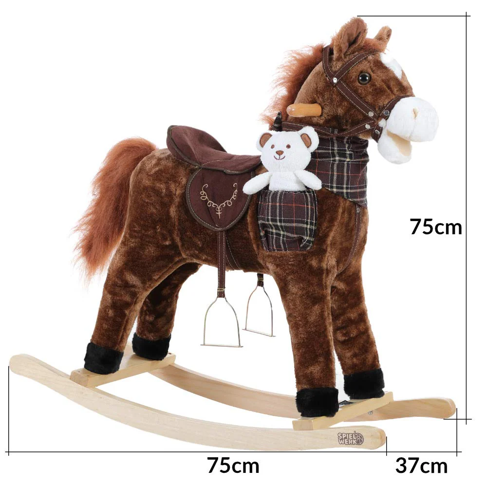 DEUBA® Schaukelpferd Sound Effekte mit Sattel Zaumzeug Steigbügel Schaukeltier Plüsch Schaukel Wippe Pferd Kinder Baby Spielzeug - Image 8