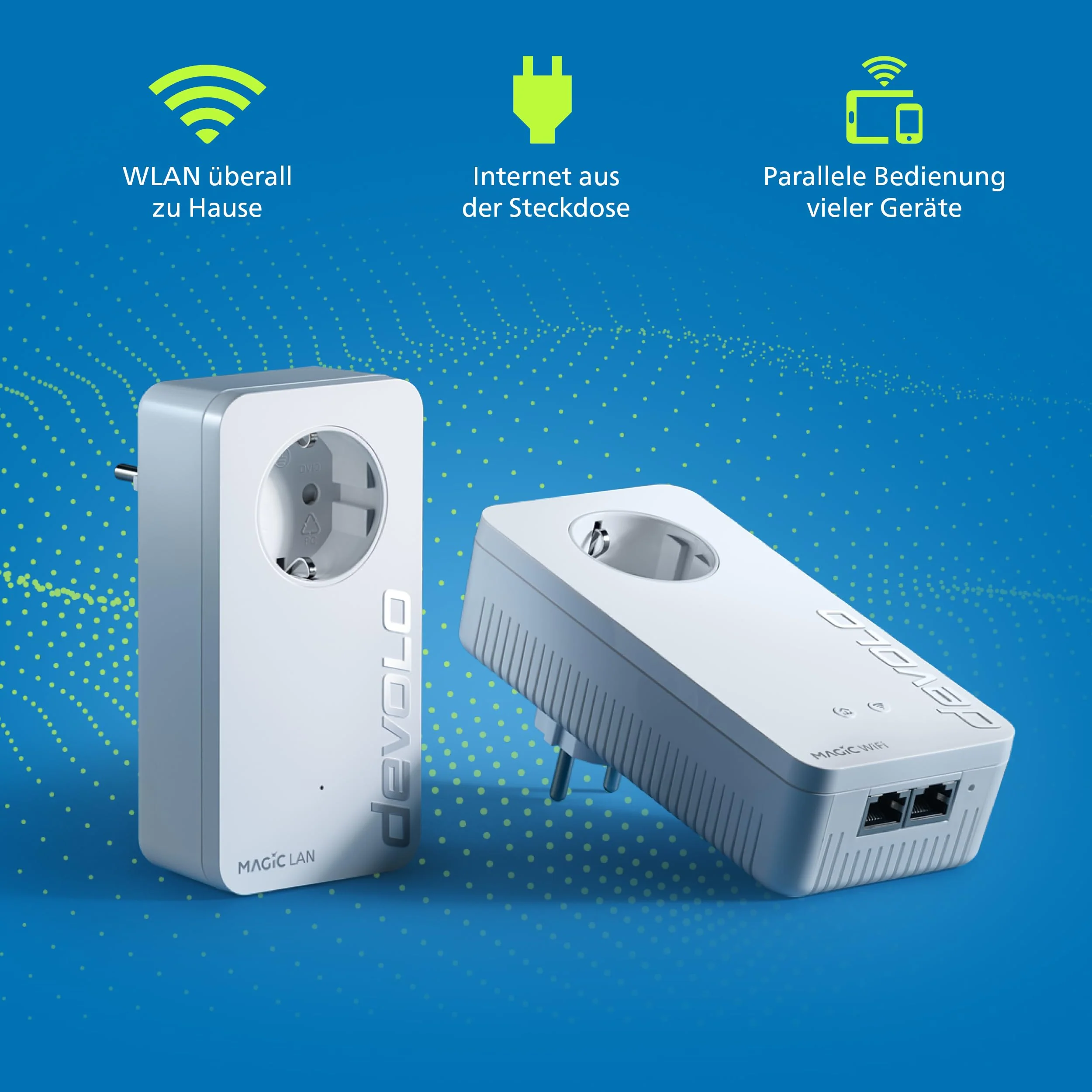 devolo Magic 1 WiFi Starter Kit, WLAN Powerline Adapter, bis zu 1.200 Mbit/s, Mesh WLAN Steckdose, 2x LAN Anschluss, dLAN 2.0, weiß - Image 4