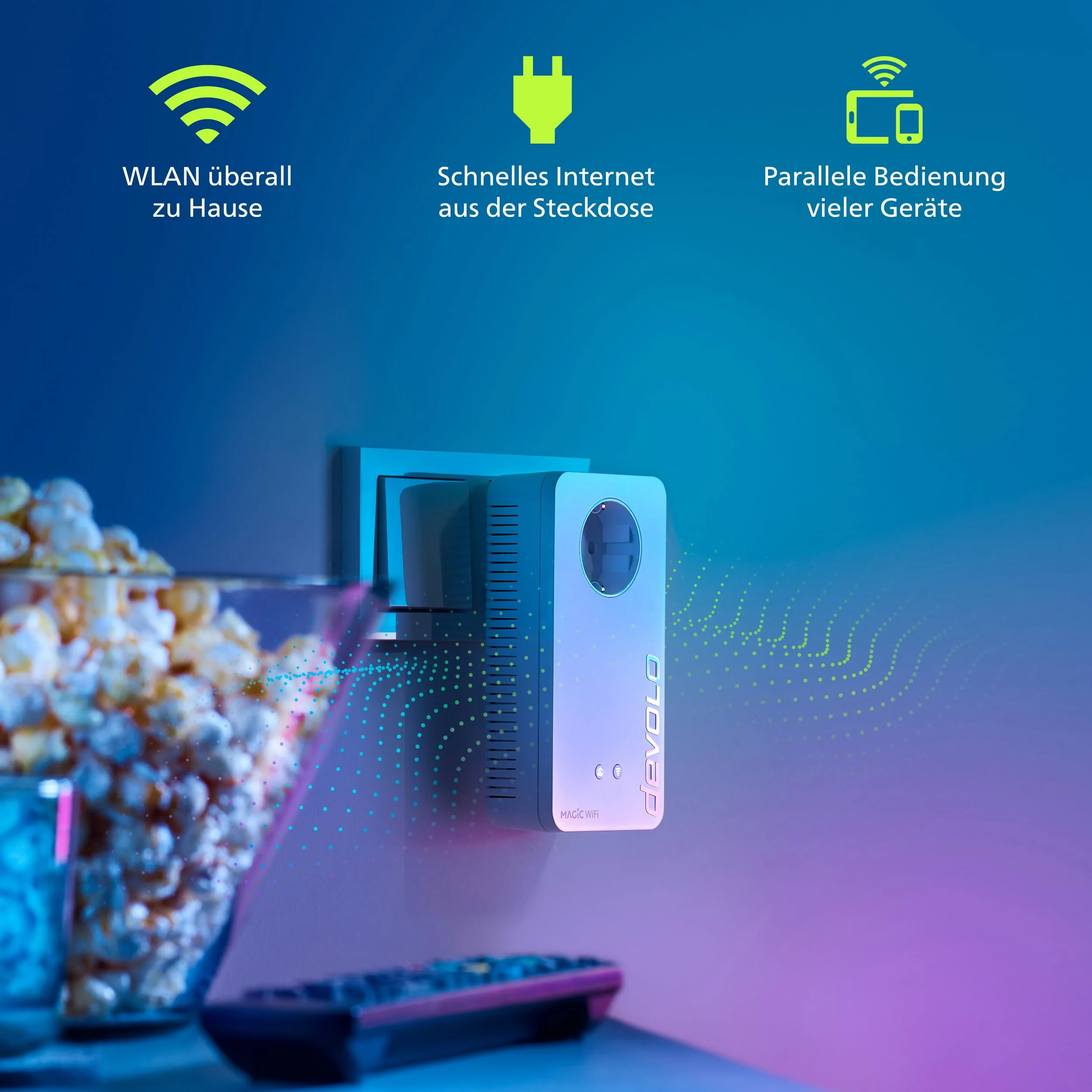 devolo Magic 2 WiFi 6 Starter Kit, WLAN Powerline Adapter, bis zu 2.400 Mbit/s, Mesh WLAN Steckdose, 2x Gigabit LAN, Access Point, dLAN 2.0, weiß - Image 5