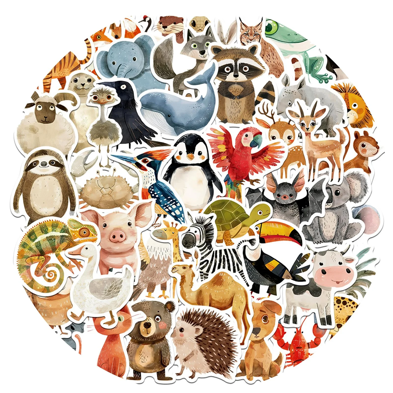 Dewocke Tier Sticker Set für Kinder, 50 Unikate Illustration Tiere Aufkleber, Belohnungsaufkleber, Vinyl Wasserfest & Robust, Universal für Laptop, Wasserflasche, Skateboard, Auto & mehr - Image 6