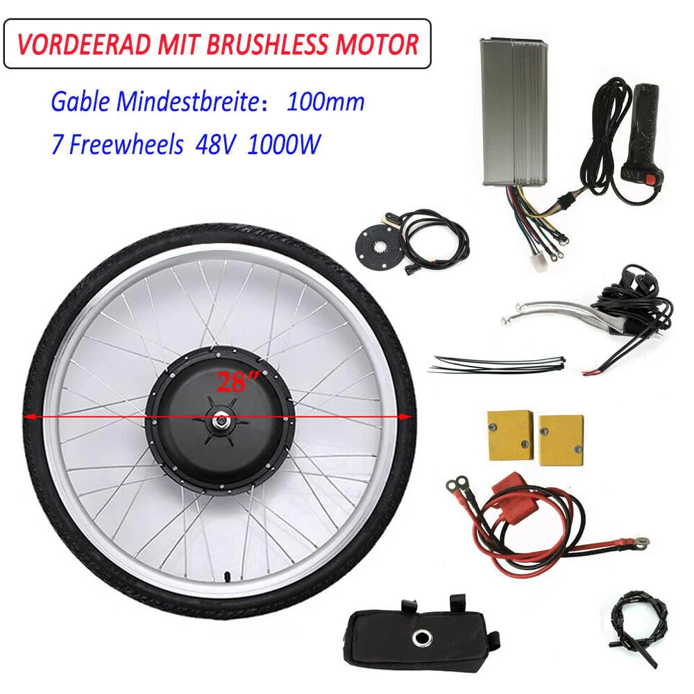 DHQCQL E-Bike Umbausatz 28 Zoll, 48V 1000W Vorderrad E-Bike Conversion Kit, Elektro-Fahrrad Vorderrad Umbausatz für Snowbikes Elektrofahrräder Elektromotorräder - Image 5