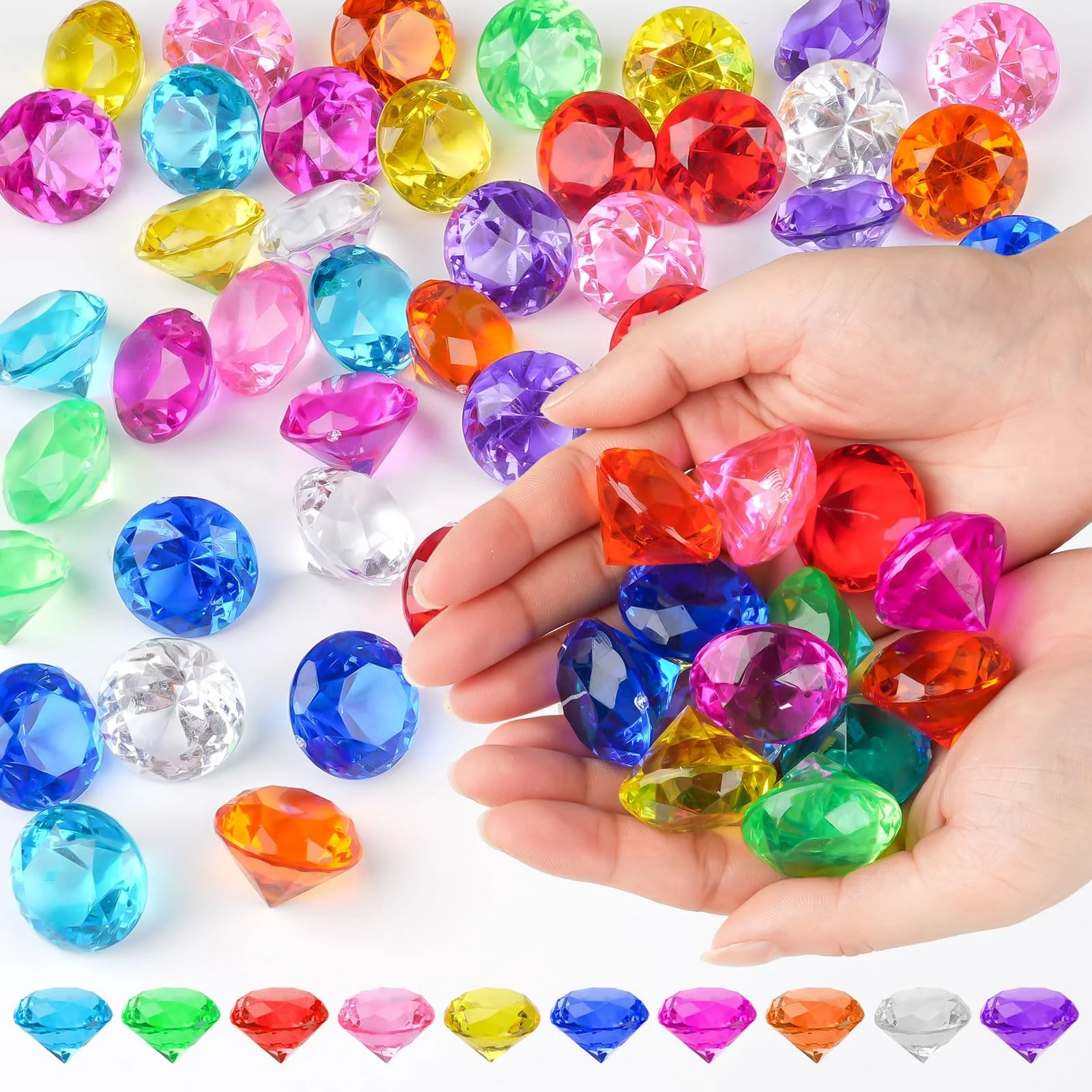 Diamanten und Edelsteine für Kinder - 40 Stück Große Kristalle für Schule, Spiel und Deko
