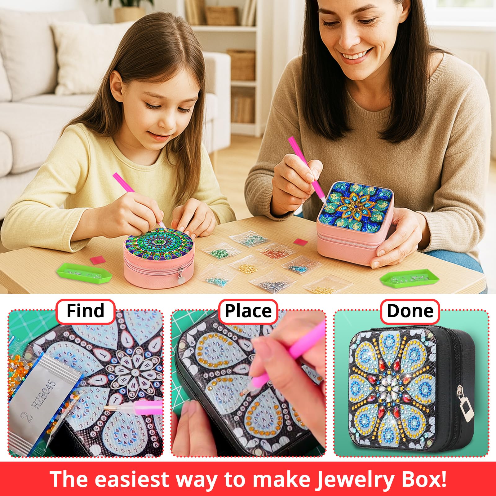 Diamond Painting Schmuckkästchen Basteln Mädchen 7 8 9 10 11 12 13 Jahre Geschenke kreativset Mädchen ab 14 15 16 Jahre Teenager Bastelset Kinder Geburtstag Geschenk Diamond Painting Erwachsene - Image 7