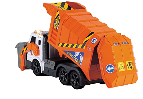 Dickie 186380 Toys Müllauto, Müllabfuhrwagen, Müllwagen, Spielzeugauto, batteriebetriebene Gabel mit Mülltonne, Kippfunktion, Licht & Sound, inkl. Batterien, 46 cm groß, ab 3 Jahren - Image 5