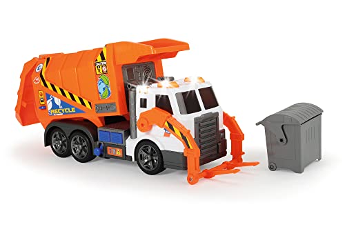 Dickie 186380 Toys Müllauto, Müllabfuhrwagen, Müllwagen, Spielzeugauto, batteriebetriebene Gabel mit Mülltonne, Kippfunktion, Licht & Sound, inkl. Batterien, 46 cm groß, ab 3 Jahren - Image 6