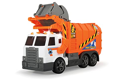 Dickie 186380 Toys Müllauto, Müllabfuhrwagen, Müllwagen, Spielzeugauto, batteriebetriebene Gabel mit Mülltonne, Kippfunktion, Licht & Sound, inkl. Batterien, 46 cm groß, ab 3 Jahren - Image 7