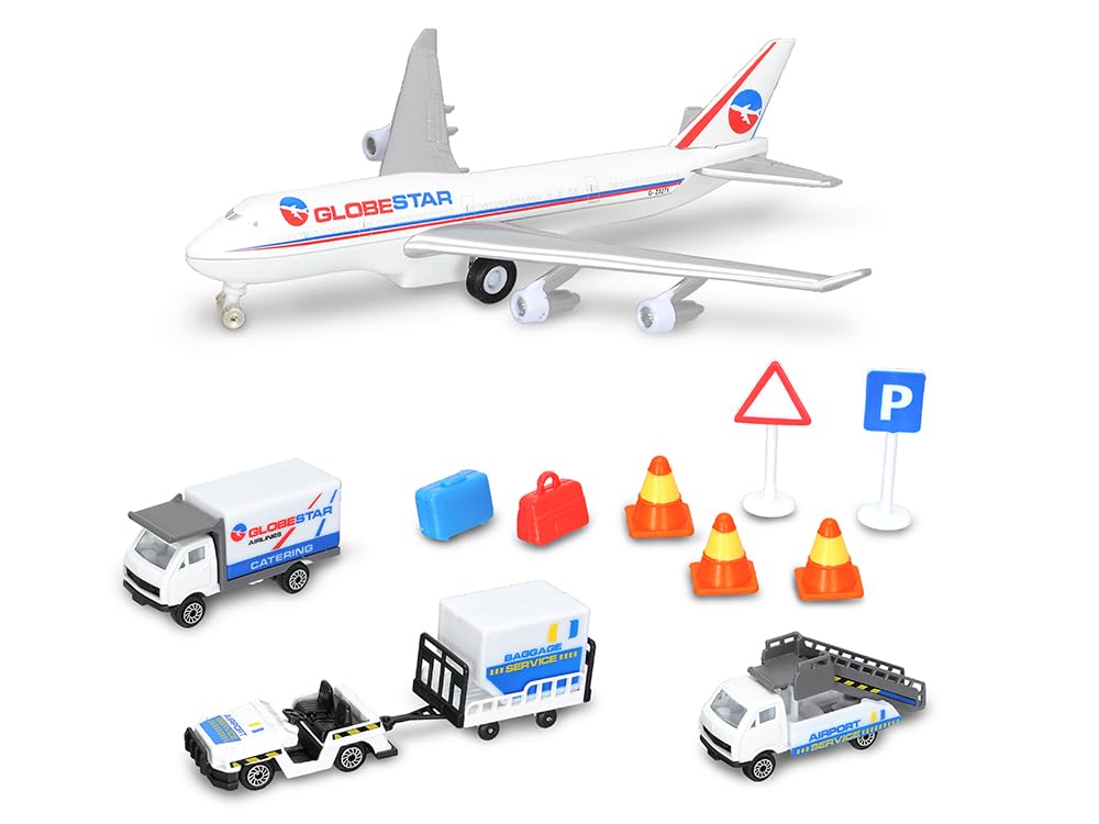 DICKIE 186390 Toys Flughafen Spielzeugset, Airport Set bestehend aus 3 Autos, 1 Flugzeug, Zubehör, gesamt 13 Teile, für Kinder ab 3 Jahren - Image 12