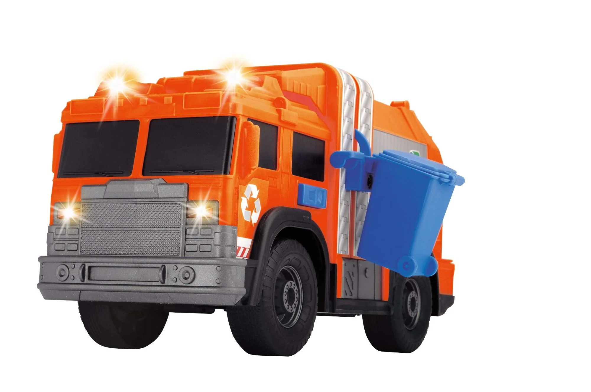 Dickie Toys 203306001 Recycle Truck, Müllauto, Müllabfuhrwagen, Müllfahrzeug, Müllwagen, Spielzeugauto, Abfallbehälter fährt auf und ab, Licht & Sound, inkl. Batterien, 30 cm groß, ab 3 Jahren - Image 6