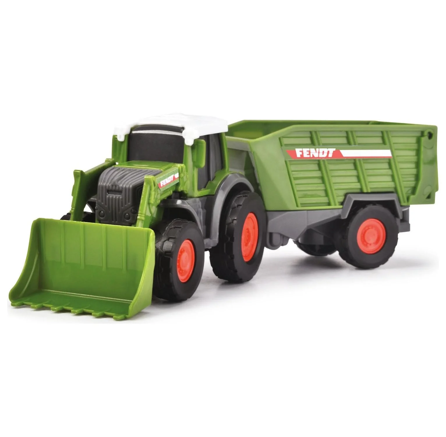 Dickie Toys - 5er-Set Micro Spielzeugautos (je ca. 8 cm) - 5 Autos (Polizei, Feuerwehr, Bagger, Traktor mit Anhänger und Muldenkipper) mit Freilauf und beweglichen Teilen für Kinder ab 3 Jahre - Image 2