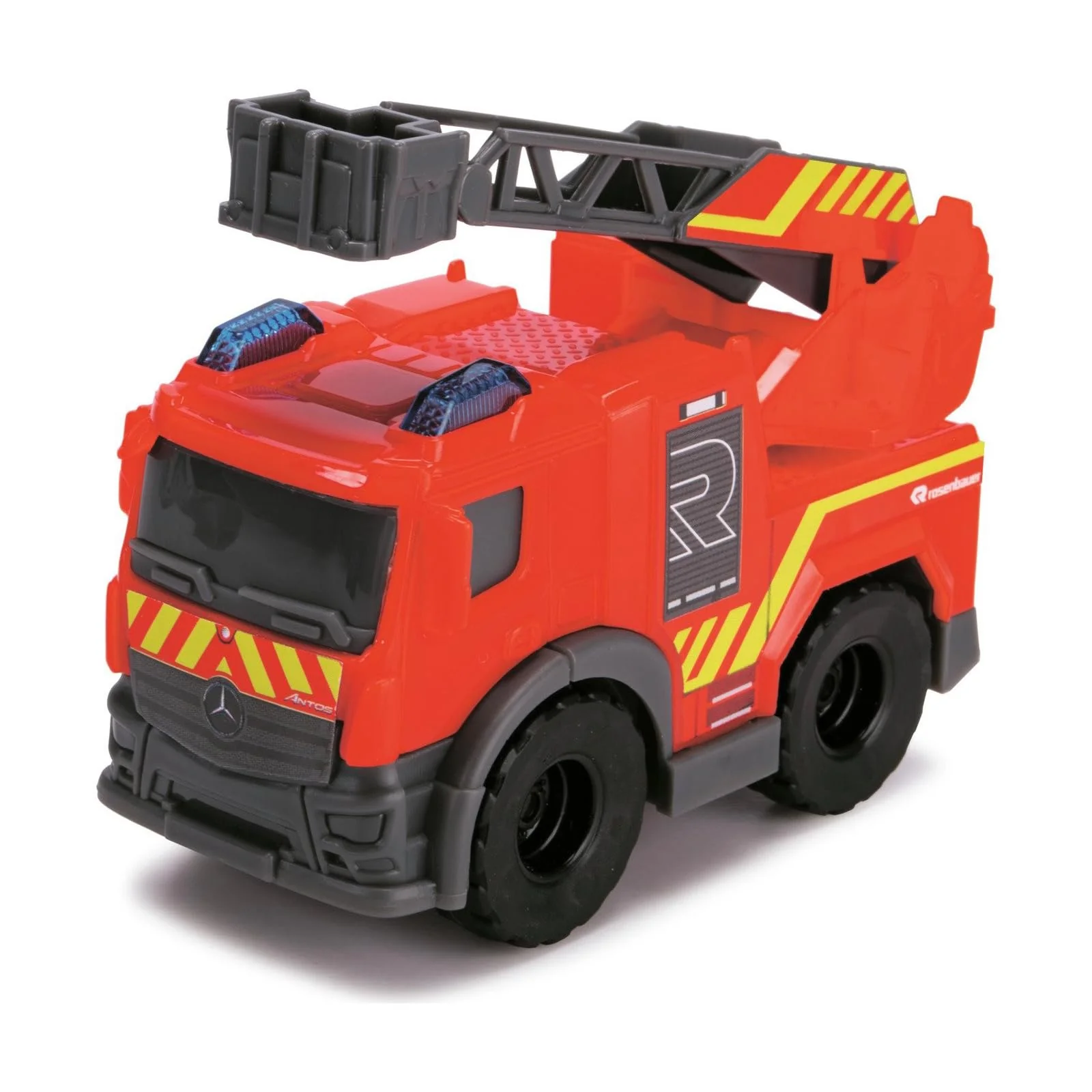 Dickie Toys - 5er-Set Micro Spielzeugautos (je ca. 8 cm) - 5 Autos (Polizei, Feuerwehr, Bagger, Traktor mit Anhänger und Muldenkipper) mit Freilauf und beweglichen Teilen für Kinder ab 3 Jahre - Image 6