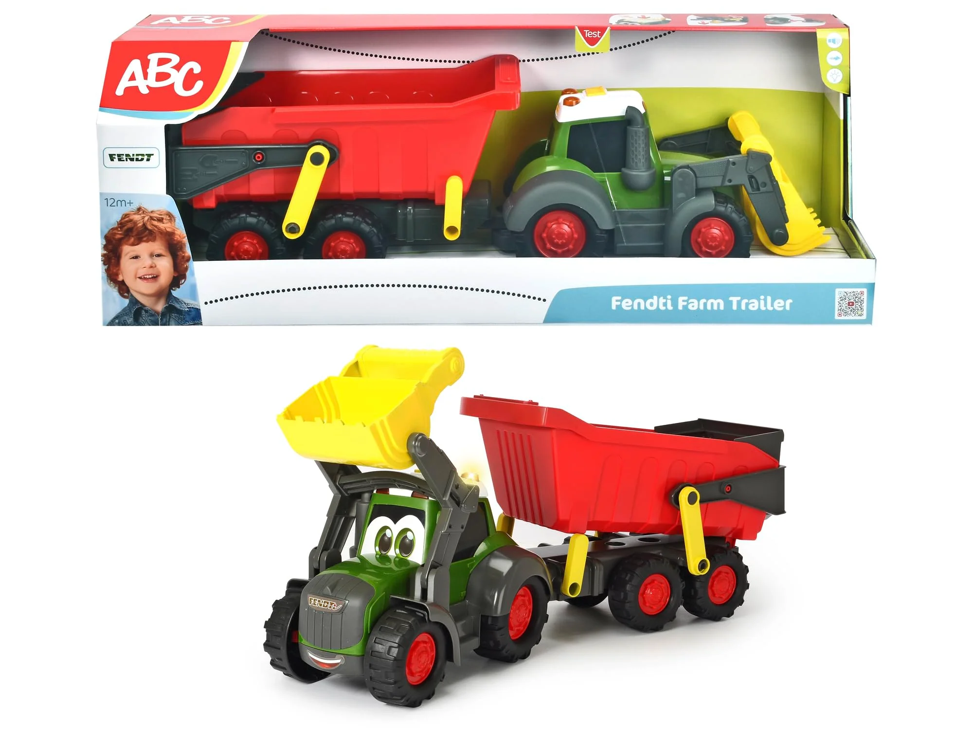 Dickie Toys ABC Traktor - Fahrzeug für Babys und Kleinkinder ab 1 Jahr, mit beweglichen Teilen, Licht und Sound, Abnehmbarer Anhänger, bewegliche Schaufel, Spielzeug zur Förderung der Motorik - Image 2