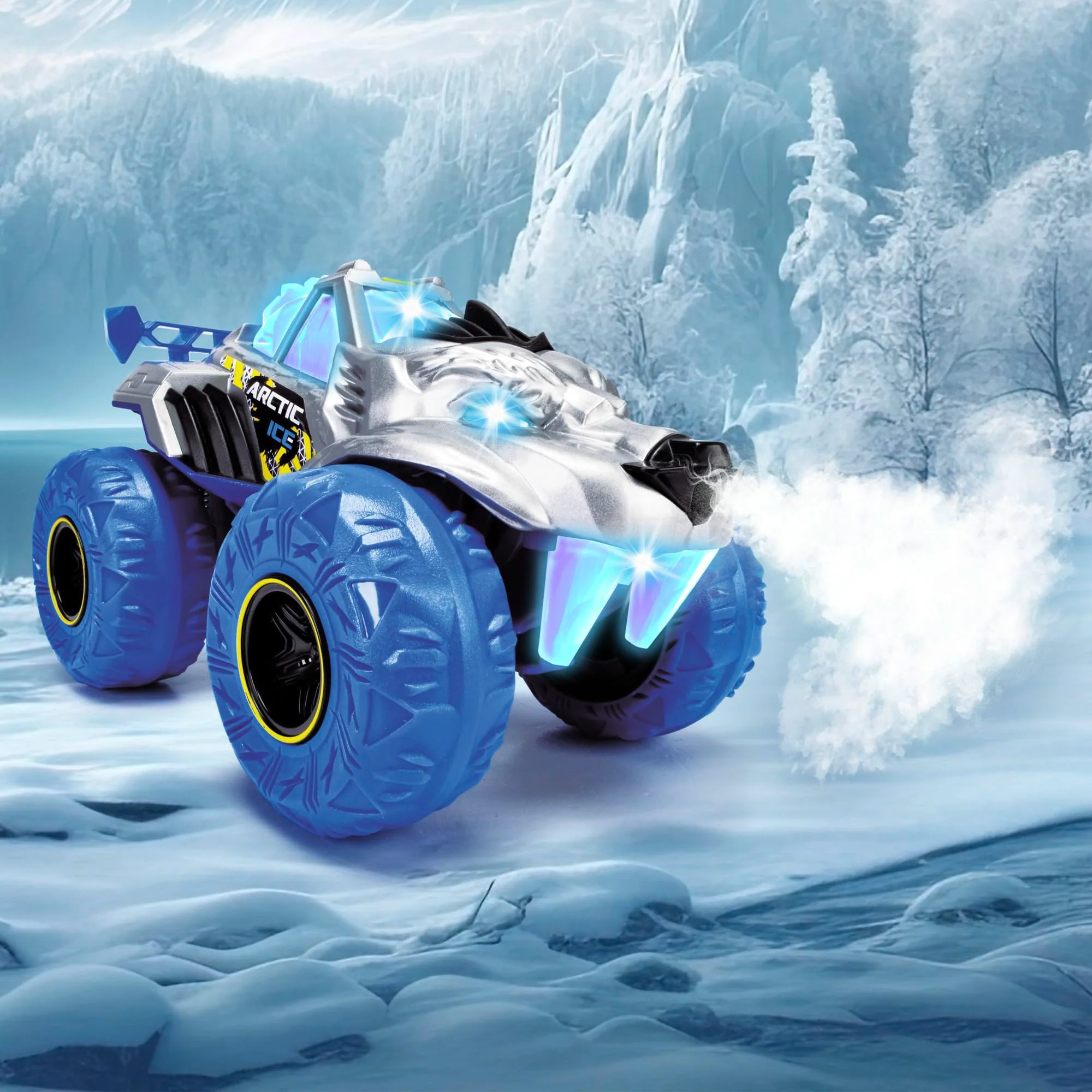 Dickie Toys Arctic Ice Monster Auto (25 cm) - Monstertruck für Kinder ab 3 Jahren mit Dampf-Funktion, Licht & Sound, Gummireifen, Freilauf, Monster Truck Spielzeugauto inkl. Batterien - 203754002 - Image 3