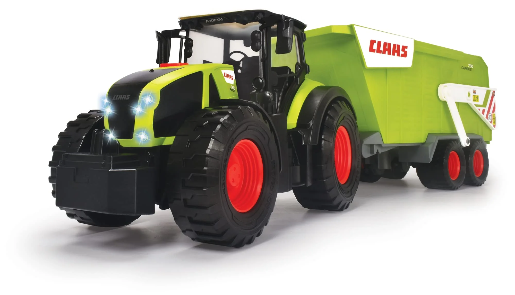 Dickie Toys CLAAS Traktor mit Anhänger (64 cm) - Traktor Spielzeug ab 3 Jahren mit Freilauf, Licht & Sound, Kippfunktion & Heckklappe - Bauernhof Spielzeug für Kinder, inkl. Batterien - 203739004
