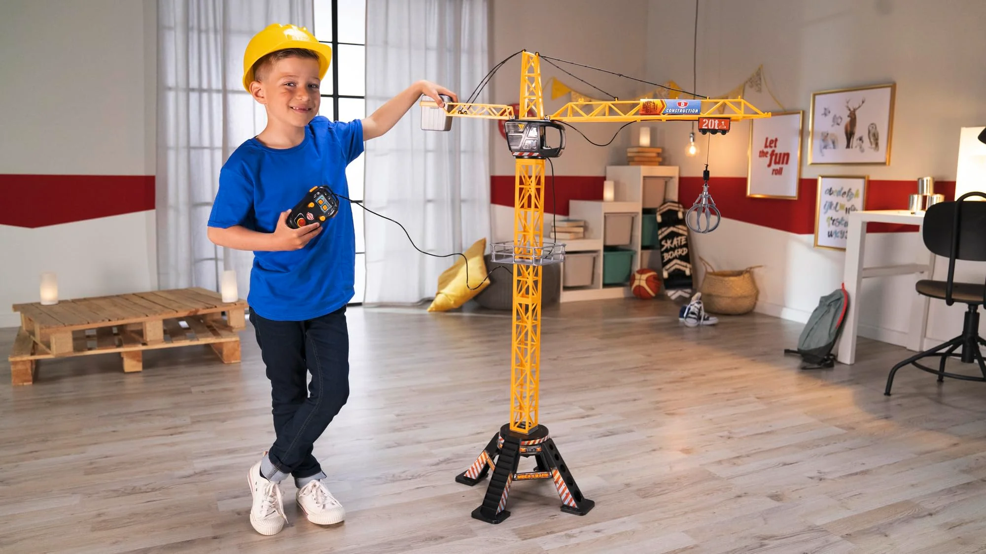Dickie Toys Mega Crane (120 cm) - Kran Spielzeug mit Fernbedienung für Kinder von 3-5 Jahren - Baustellenfahrzeuge Kinder Set mit Seilwinde, Greifarm & Lastentrage, 350° drehbar - 201139012 - Image 3