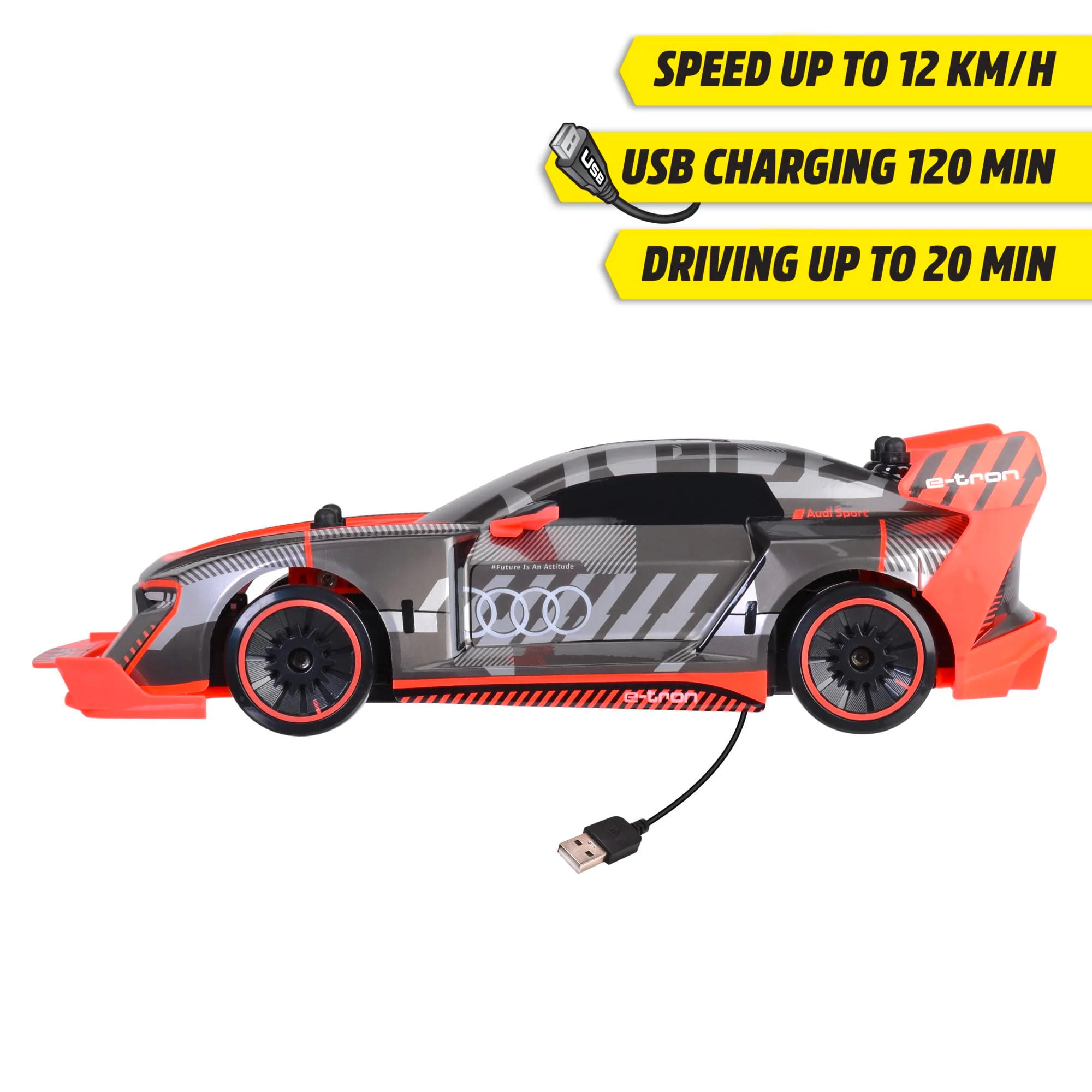 Dickie Toys - RC Audi S1 E-Tron Quattro Drift Car (30 cm) - RC Auto mit 2-Kanal FS Fernsteuerung (2,4 GHz) & Allradantrieb - ferngesteuertes Auto für Kinder ab 6 Jahre, bis 12 km/h - Image 5