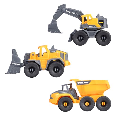 Dickie Toys Volvo Construction Set (je 16 cm) - 3 Baustellenfahrzeuge für Kinder mit Bagger Spielzeug, Radlader & Kipplaster, mit Freilauf ab 3 Jahren - 203722015 - Image 5