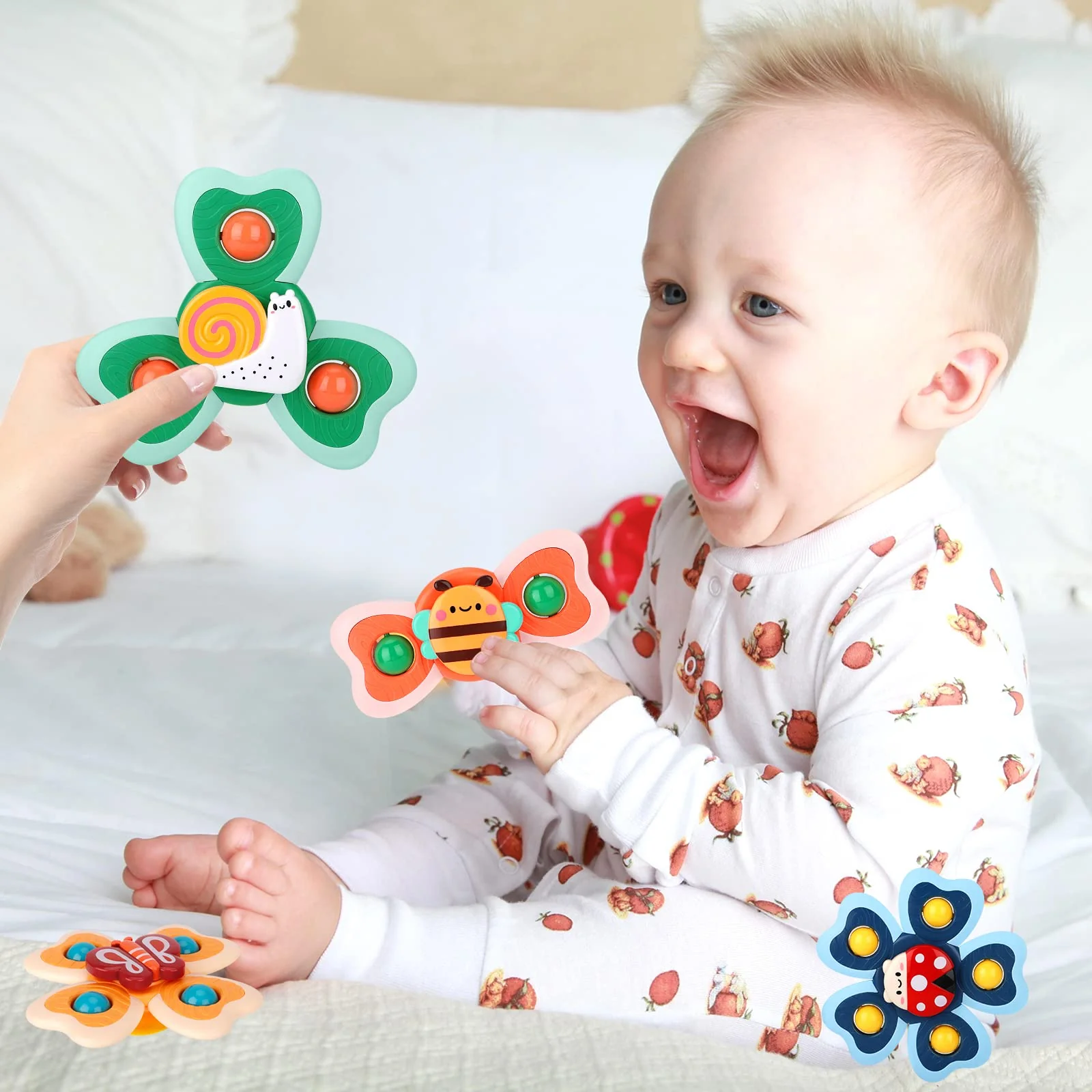 DICLLY Baby-Saugnapf-Spielzeug Set,4-teilig Badespielzeug,Ab 1 Jahr,Förderung von Motorik und Sensorik,Lustige Insektenmuster Wasserspielzeug für Fenster und Badewannen - Image 6
