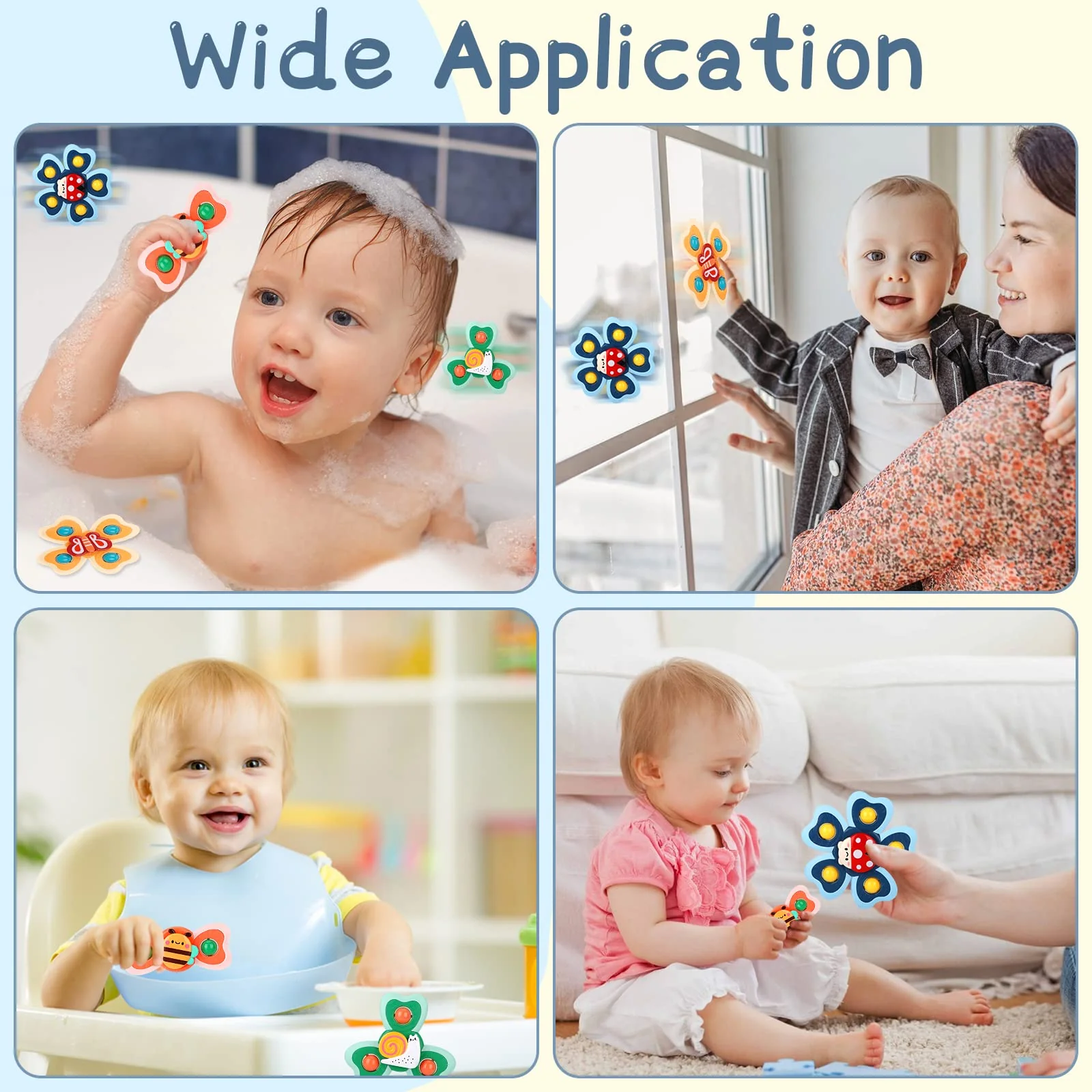 DICLLY Baby-Saugnapf-Spielzeug Set,4-teilig Badespielzeug,Ab 1 Jahr,Förderung von Motorik und Sensorik,Lustige Insektenmuster Wasserspielzeug für Fenster und Badewannen - Image 8