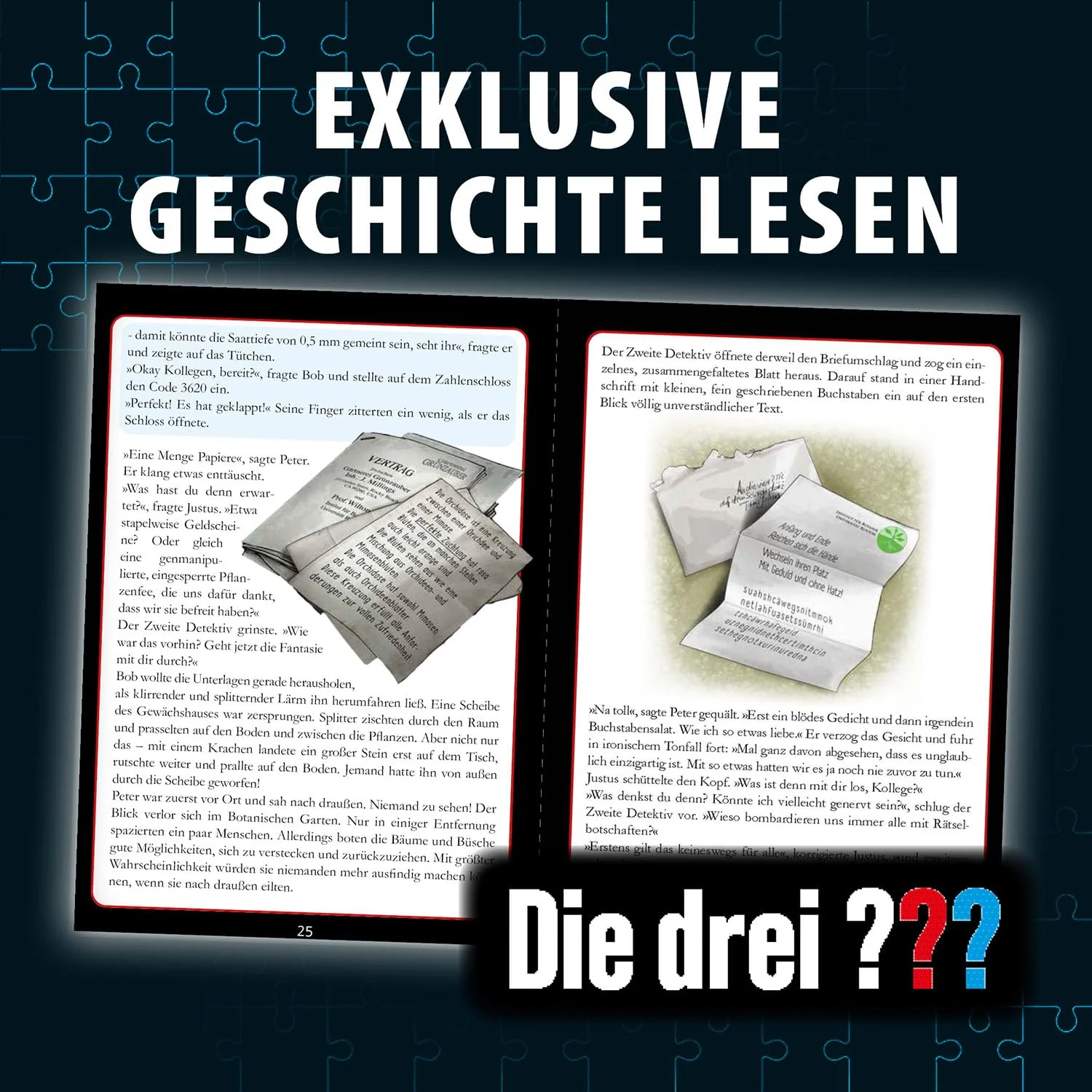 Die DREI ??? - Krimi Puzzle - Die Blüte des Verderbens von Kosmos 684877, 300 Teile, inklusive Mimosensamen-Packung, Lesen, Puzzeln, Rätsel lösen, Detektiv Puzzle ab 10 Jahre - Image 4
