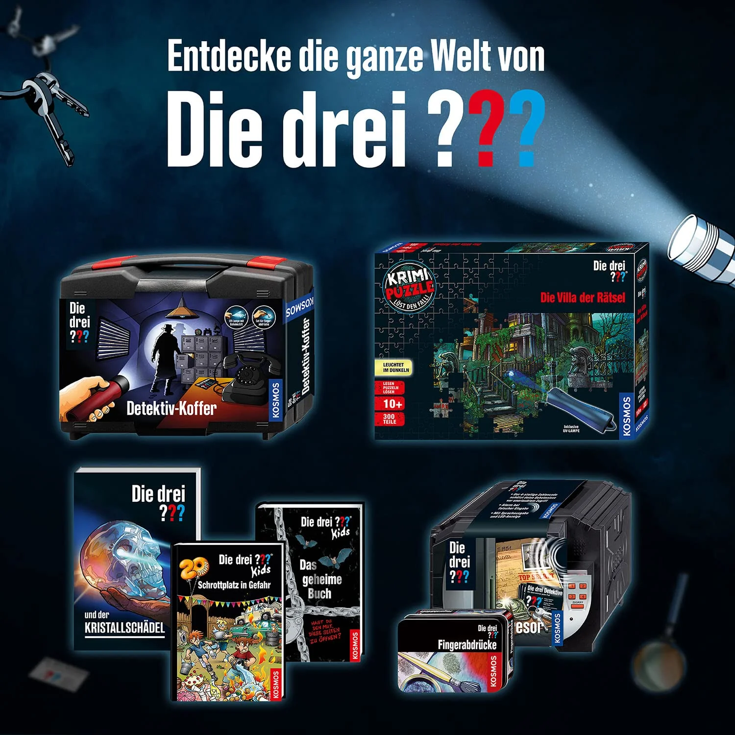 Die drei ??? Walkie Talkies von KOSMOS, Funkgeräte-Set für Kinder ab 6 Jahre, mit Lampen-Funktion, Detektiv-Spielzeug, Spion-Ausstattung, Rollenspiel, White - Image 2