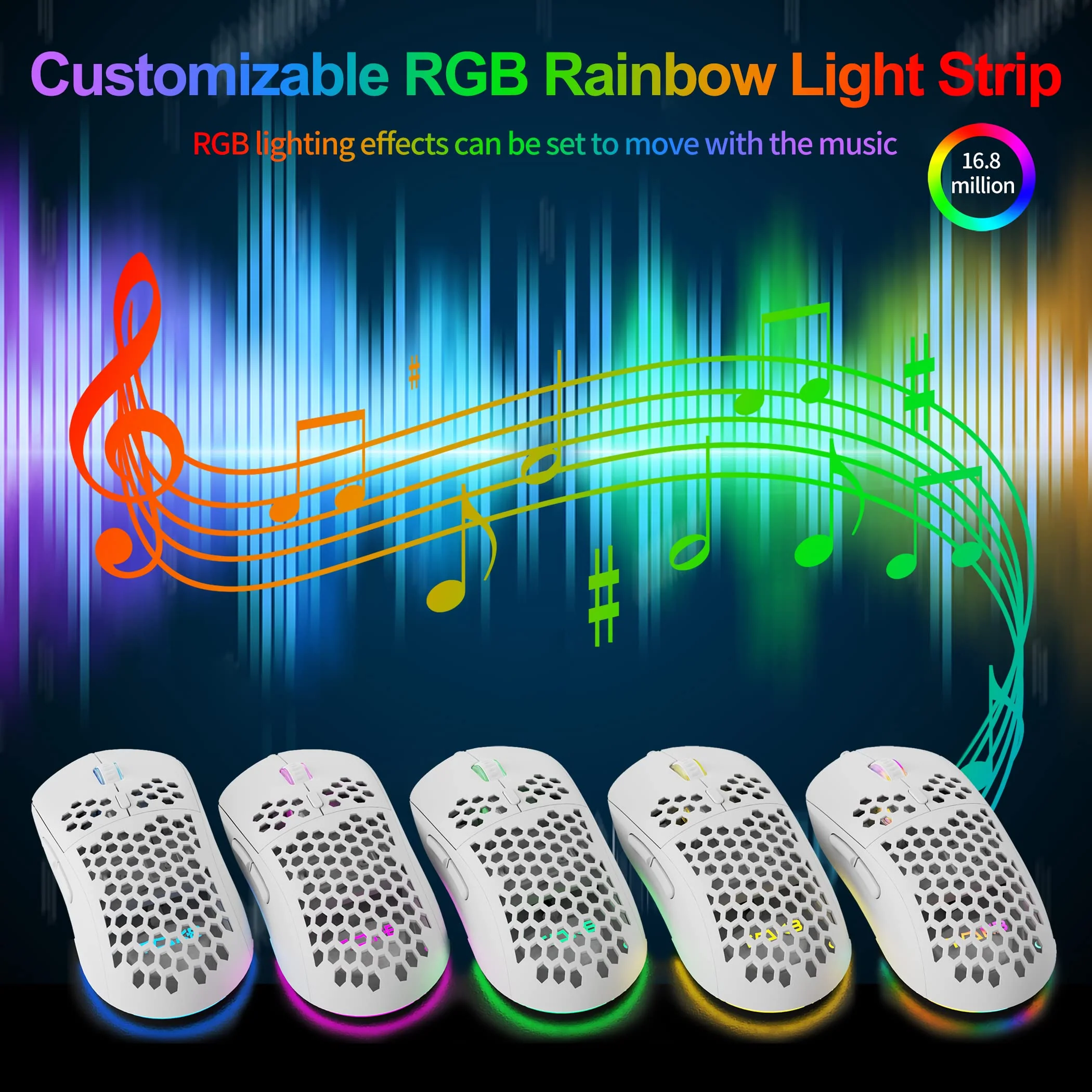 Dierya ×TMKB M1SE Gaming Maus mit 12800 DPI Optischer Sensor,Gaming Mouse 6 Programmierbare Tasten,Anpassbares RGB,Ergonomische PC Mouse-Weiß - Image 5
