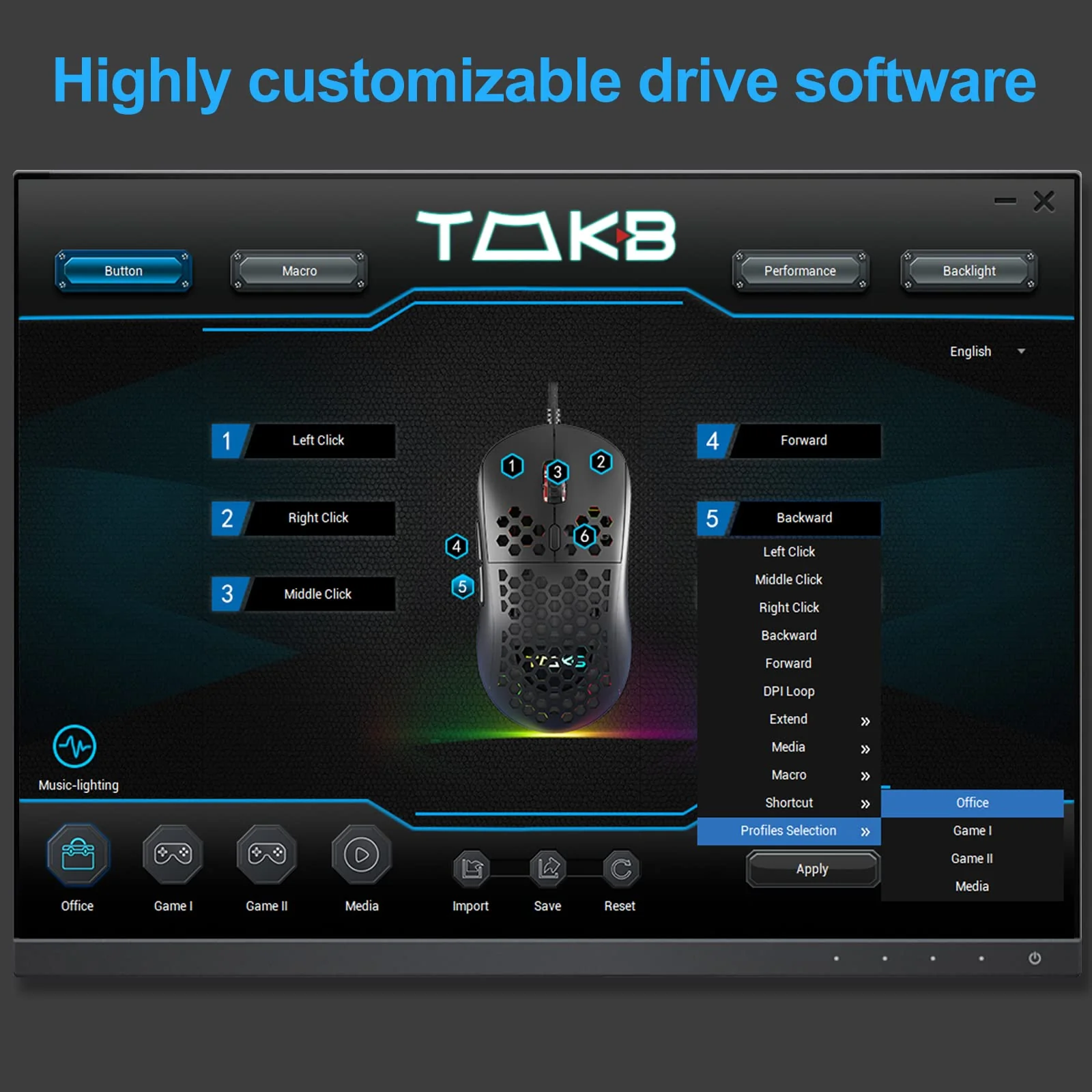 Dierya ×TMKB M1SE Gaming Maus mit 12800 DPI Optischer Sensor,Gaming Mouse 6 Programmierbare Tasten,Anpassbares RGB,Ergonomische PC Mouse-Weiß - Image 7