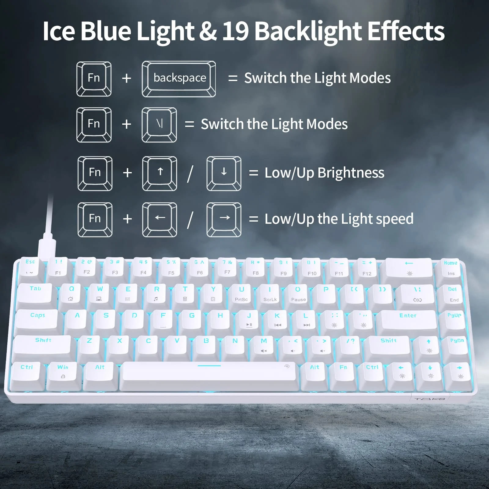 Dierya×TMKB T68se Gaming Mechanische Tastatur,60% Prozent Tastatur mit Blue Clicky Switch,Ultra-Compact Mini 68 Tasten Anti-Ghosting,Typ-C-Datenkabel,US Layout für PC Windows Gamer Typist - Image 3