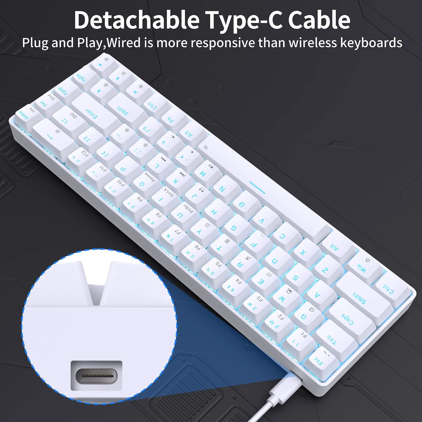 Dierya×TMKB T68se Gaming Mechanische Tastatur,60% Prozent Tastatur mit Red Linear Switch,Ultra-Compact Mini 68 Tasten Anti-Ghosting,Typ-C-Datenkabel,US Layout für PC Windows Gamer Typist - Image 4