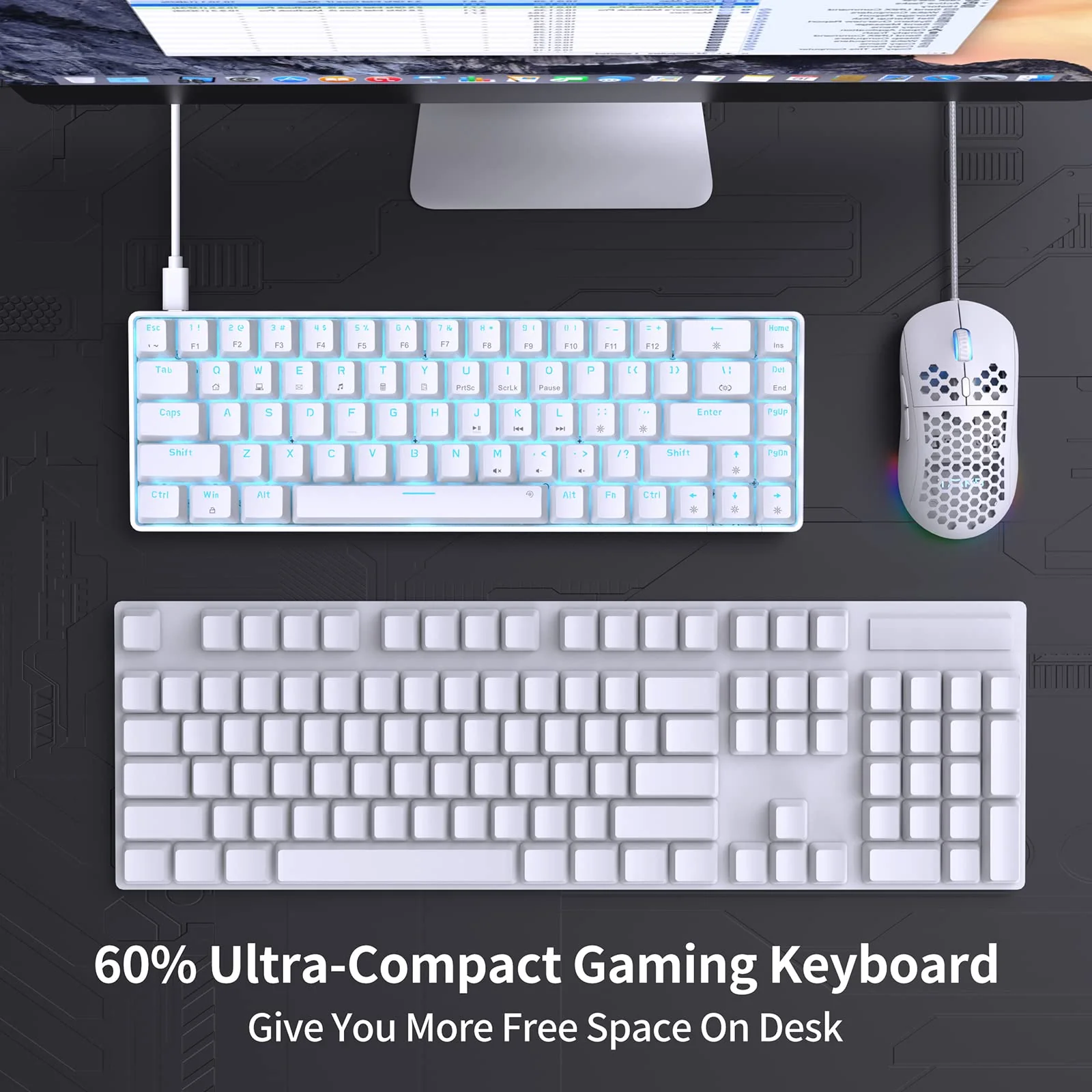 Dierya×TMKB T68se Gaming Mechanische Tastatur,60% Prozent Tastatur mit Red Linear Switch,Ultra-Compact Mini 68 Tasten Anti-Ghosting,Typ-C-Datenkabel,US Layout für PC Windows Gamer Typist - Image 8