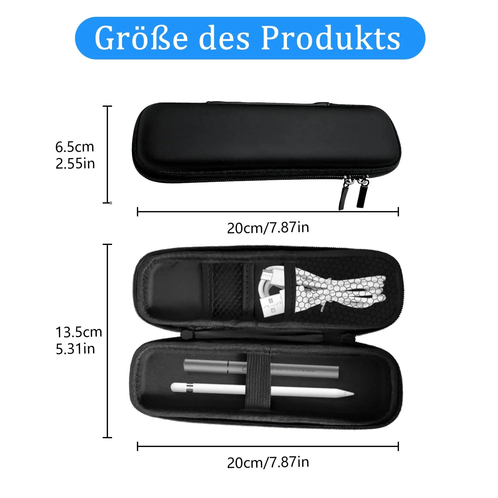 Diffaxy Kleines Federmäppchen, Hartschalen-Federmappe, Wasserdichtes Federtasche mit Fächern, Organizer-Make-up-Tasche für Jungen und Mädchen, Schreibwaren und Bürobedarf, Schwarz - Image 6