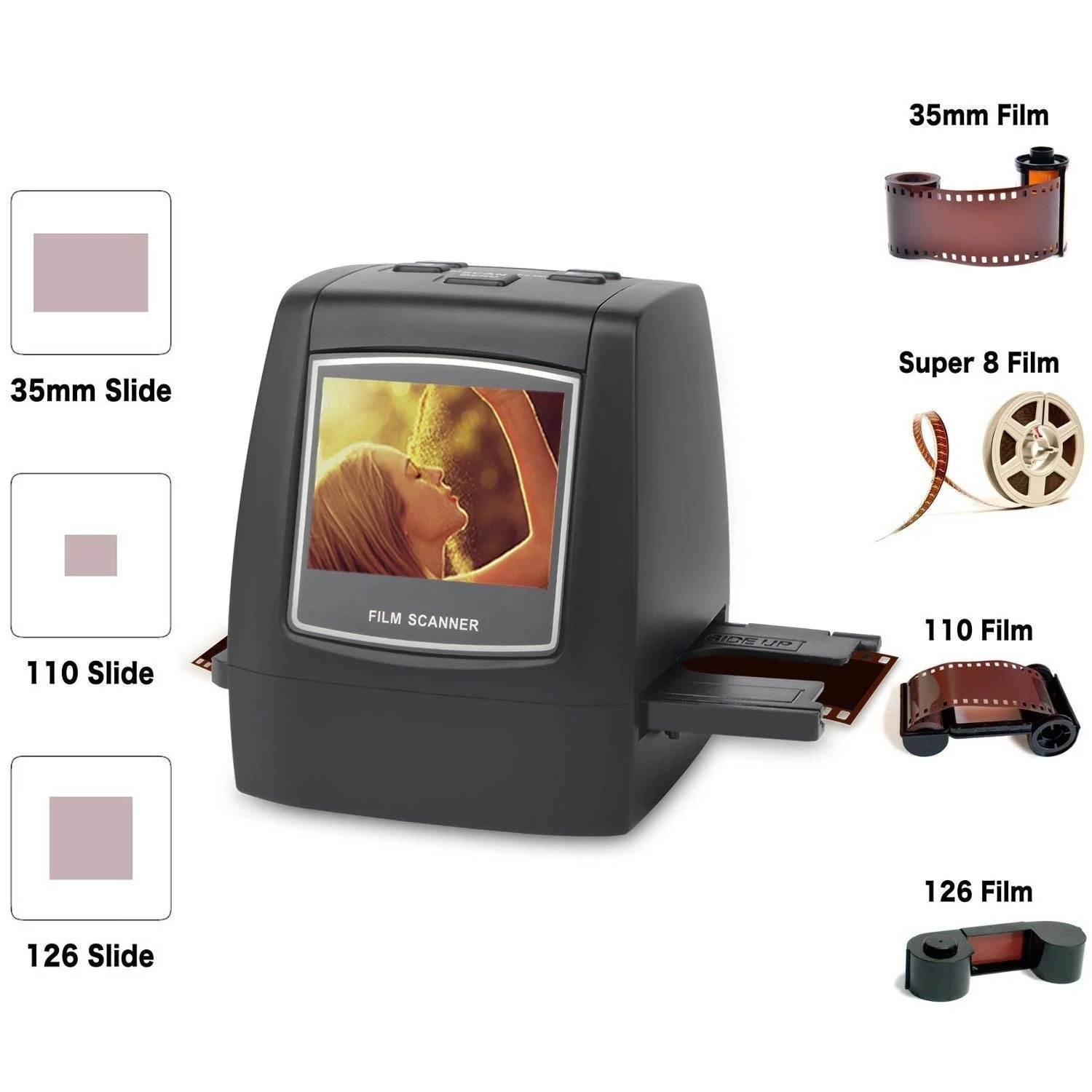 DigitNow!. Dia Film Scanner (Film/Slide, Film in Super 8, 35mm und 110, 126, Anschluss für SD/MMC Karten 126, USB 2.0 Schnittstelle, Wechselstrom, 22MP, CMOS, Schwarz) - Image 7