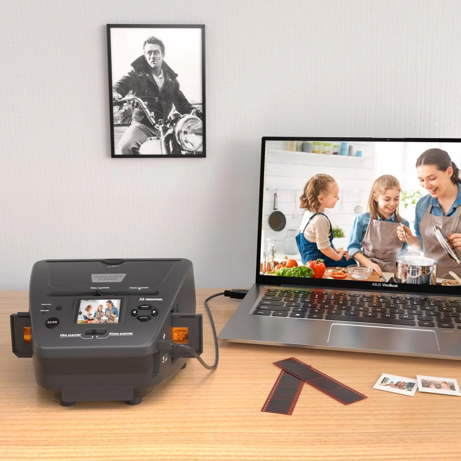 DigitPro Film- und Foto-Scanner mit 2,4-Zoll-LCD-Bildschirm, konvertiert 35 mm/135 Dias und Negativ-Film, Foto, Visitenkarte in 22 MP Digitale Bilder, Scanner-Photo-Slides-Negative-Digital - Image 2