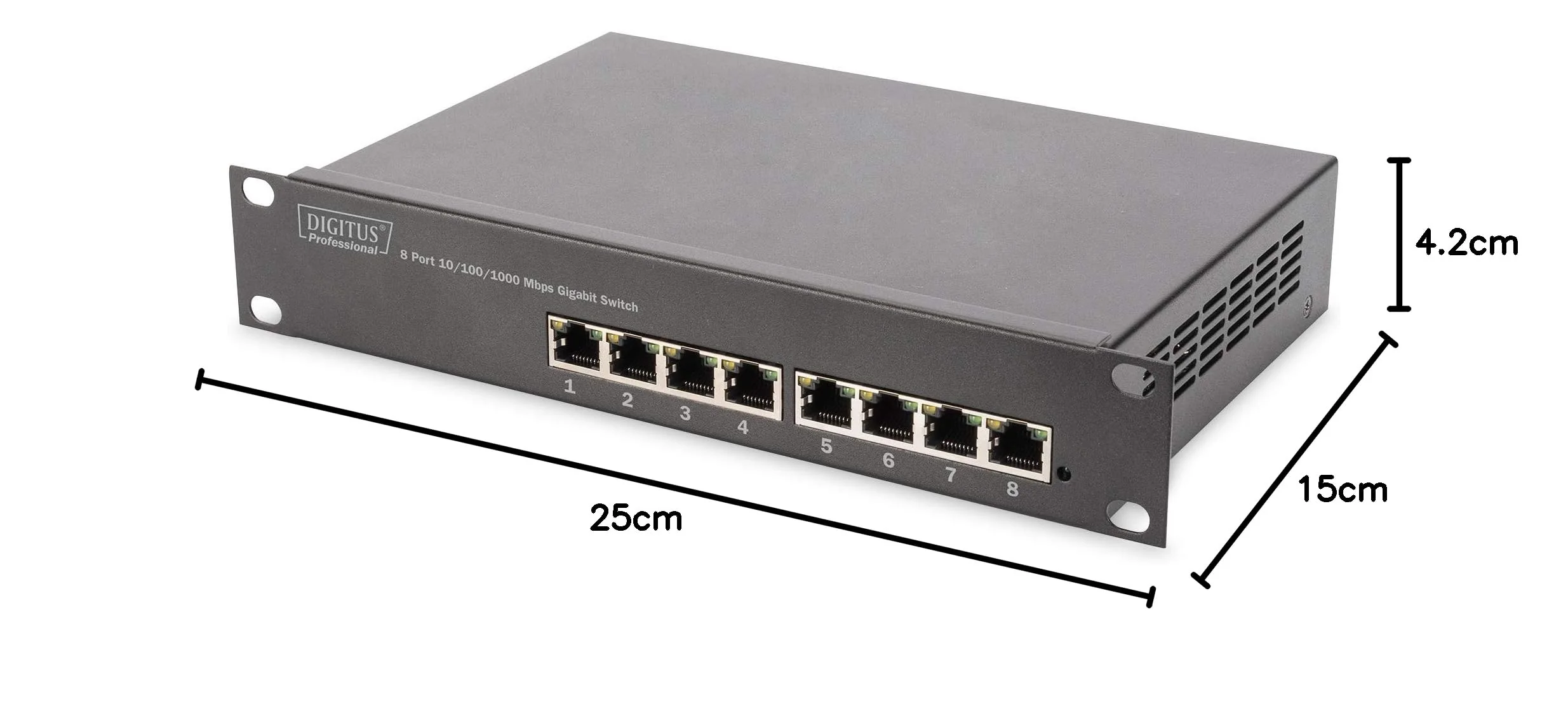 DIGITUS Gigabit Ethernet Netzwerk-Switch - 10 Zoll - 8 Ports - Unmanaged - Backplane 16 Gbps - Auto MDI/MDI-X - Schwarz - Image 8