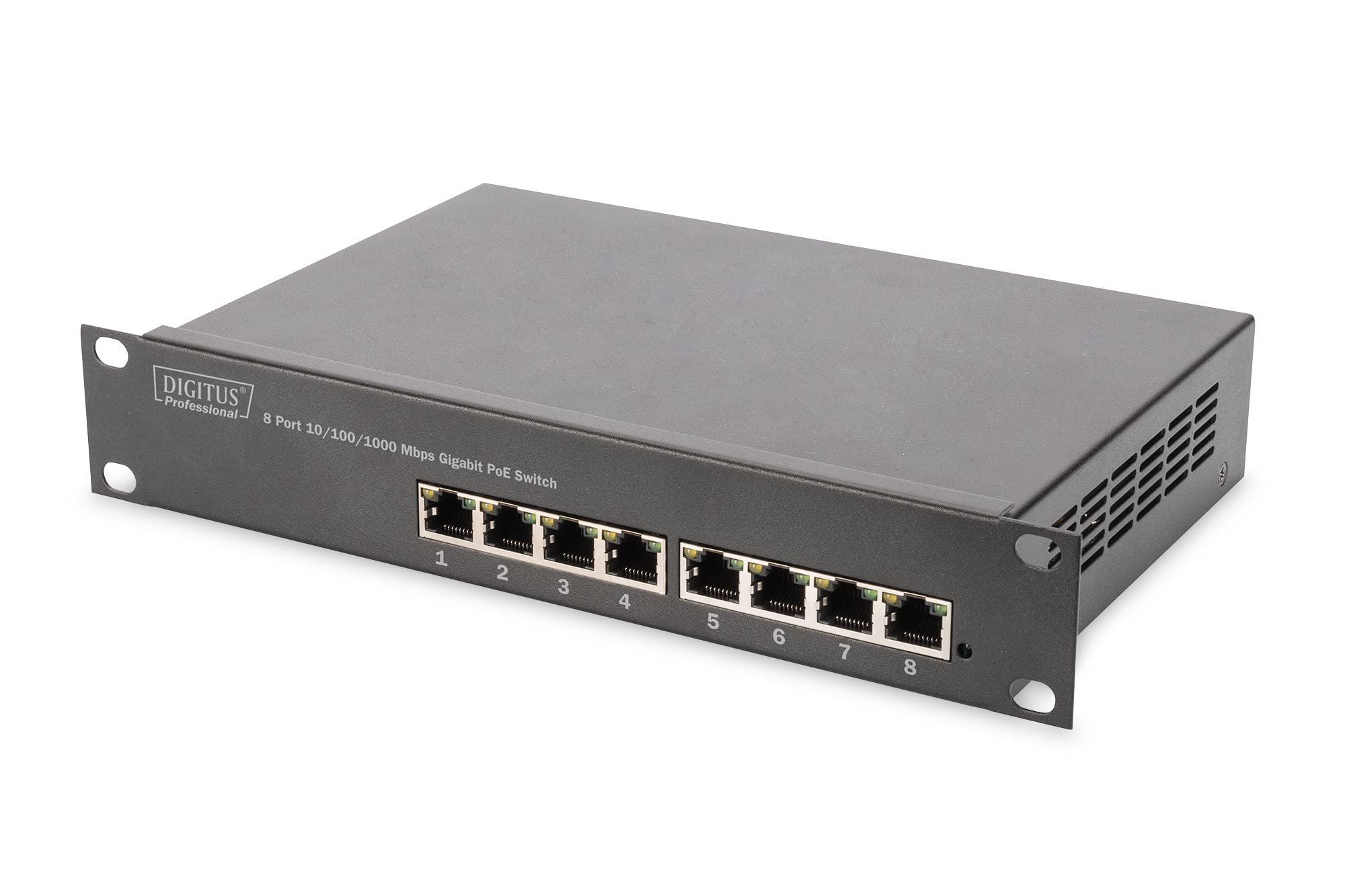 DIGITUS Gigabit Ethernet PoE+ Switch - 10 Zoll - 8 Ports - Unmanaged - IEEE 802.3at - 96 Watt Powerbudget - Schwarz - Image 5