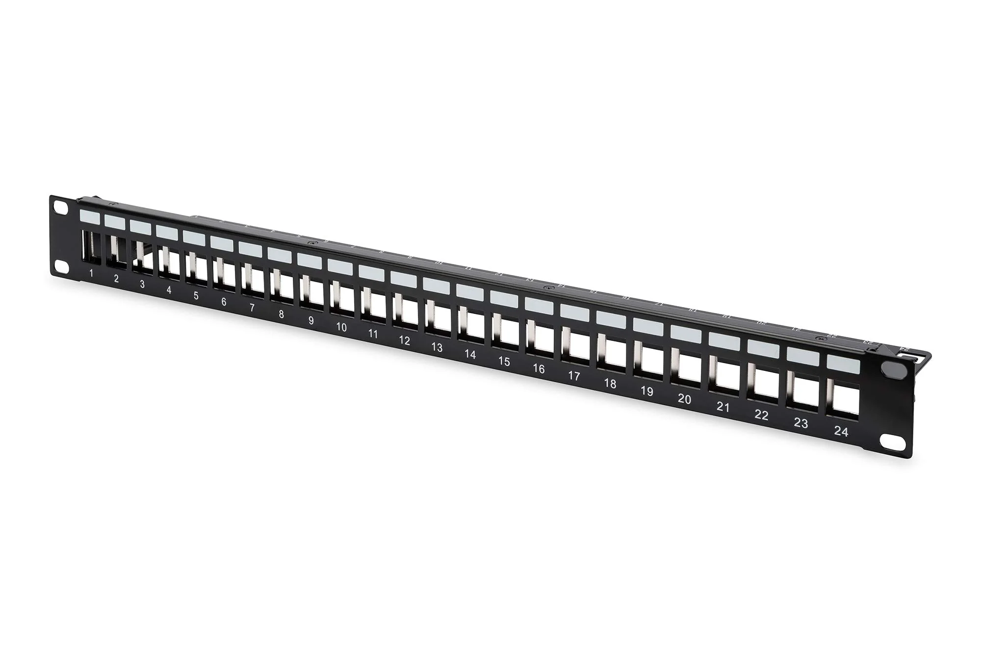 DIGITUS Patchpanel - Modular - Für Keystone-Module - 19-Zoll - 24-Port - Geschirmt - Rack-Montage 1HE - Schwarz